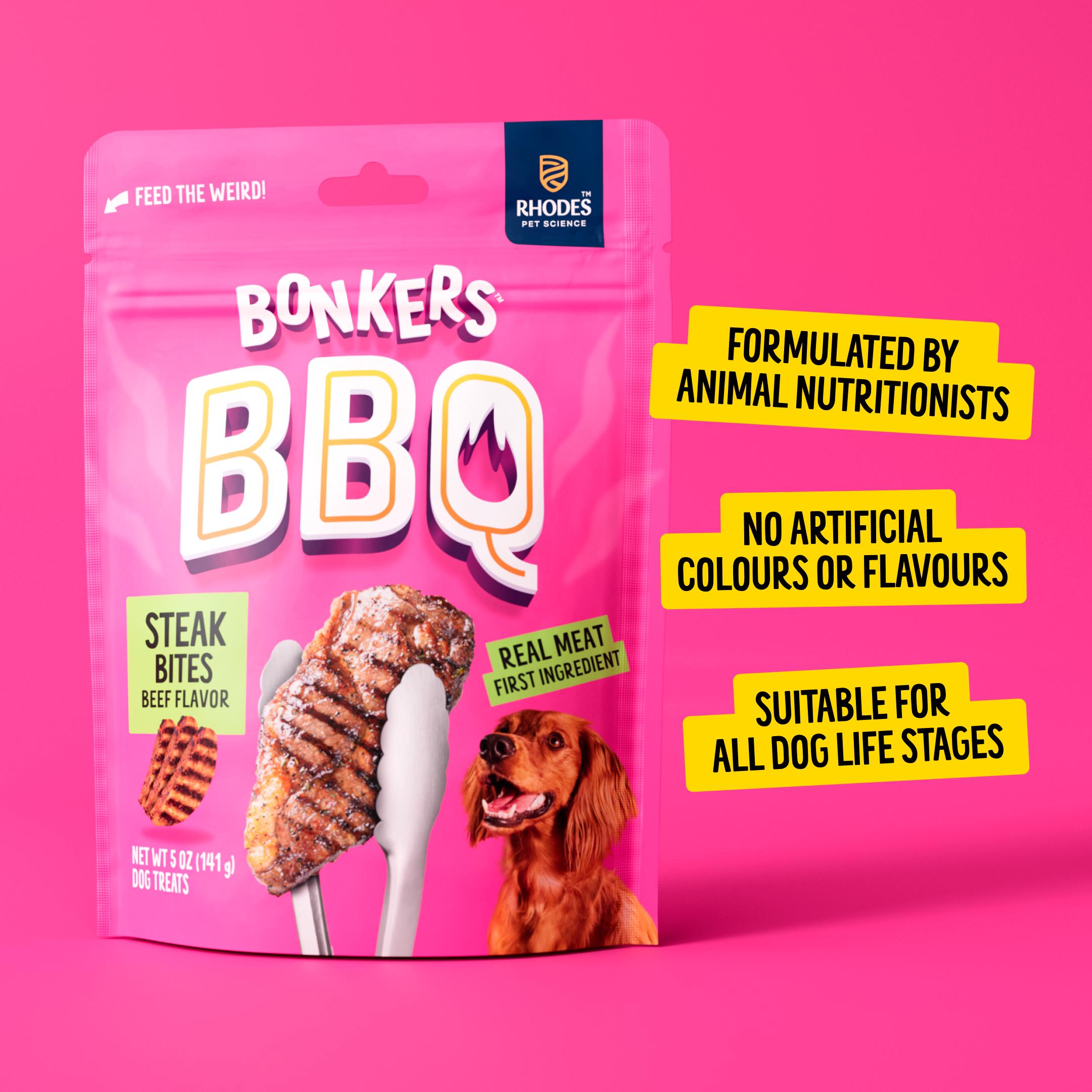 Bonkers BBQ Dog Treats Steak Cuts 85g thumbnail 5