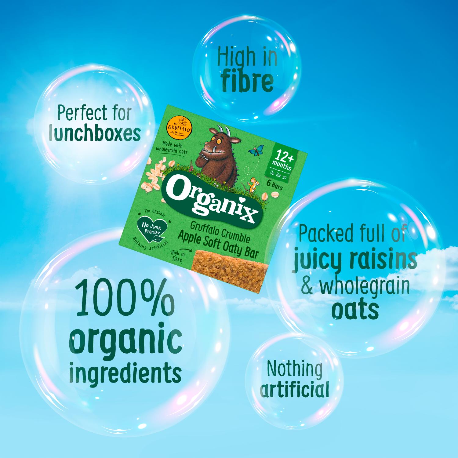 Organix Gruffalo Crumble Apple Soft Oaty Bars Toddler Snacks Multipack 12 Months+ 138g thumbnail 2