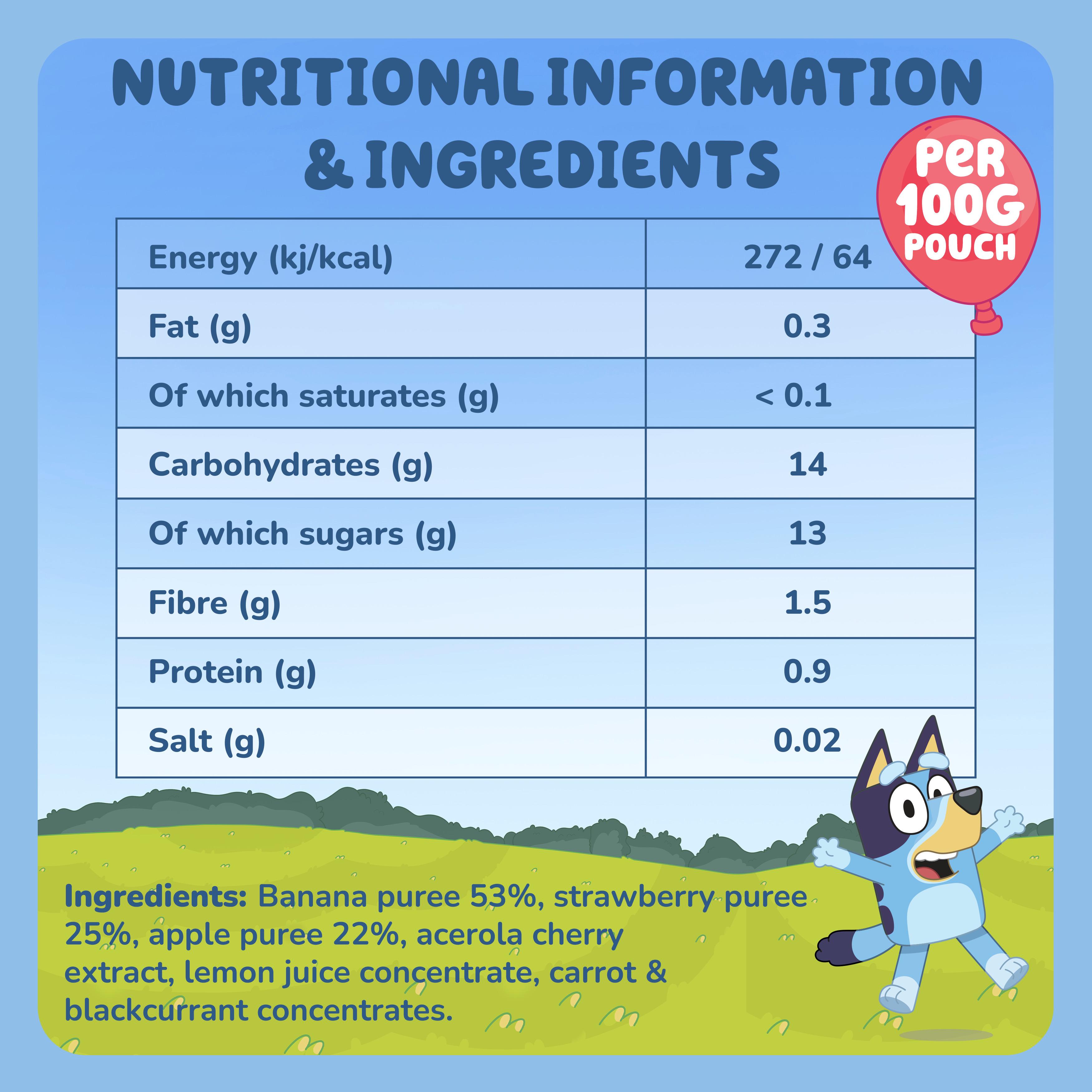 Goodies 4 x 100g Banana, Strawberry & Apple Multipack Bluey Kids Snack Fruit Pouches thumbnail 3
