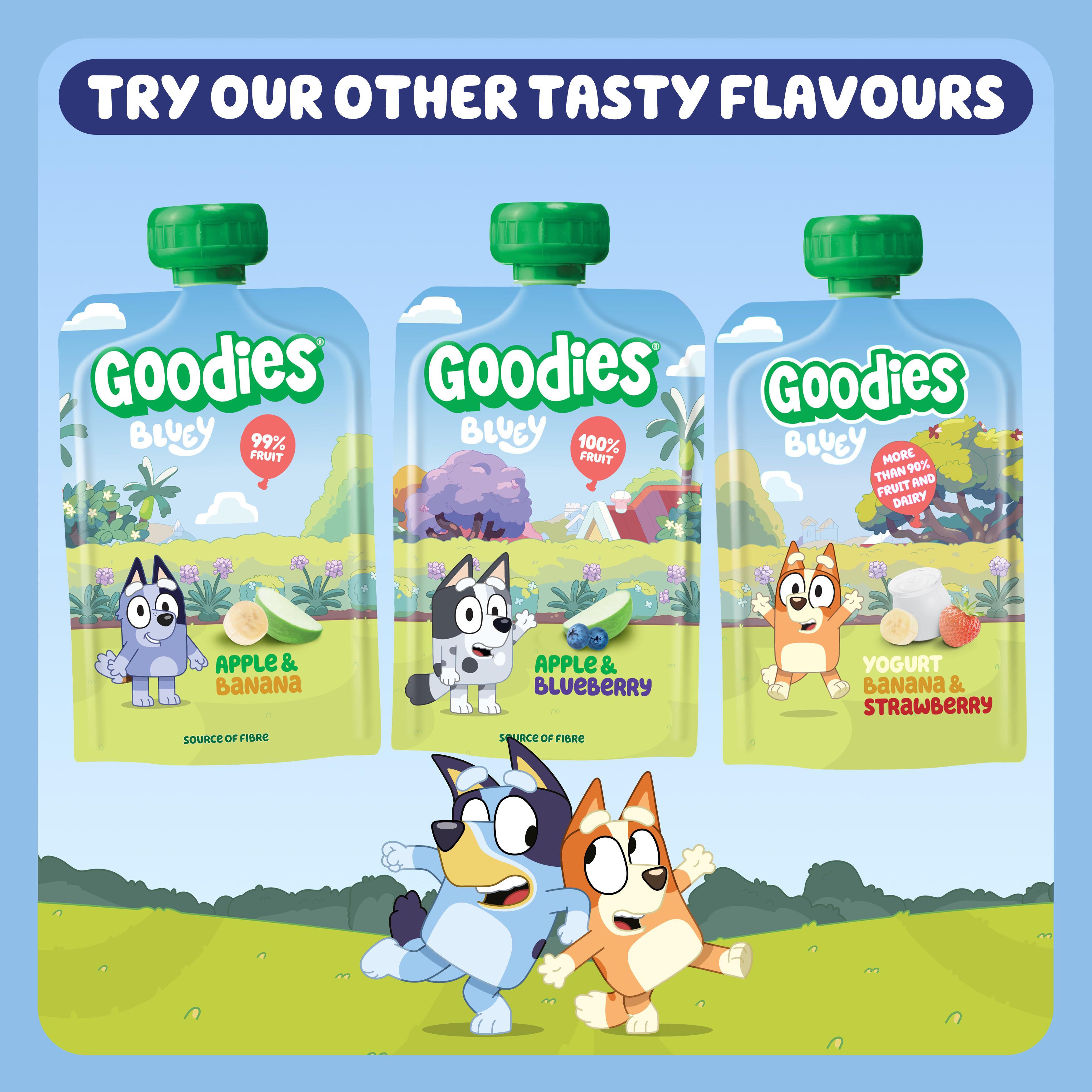 Goodies 4 x 100g Banana, Strawberry & Apple Multipack Bluey Kids Snack Fruit Pouches thumbnail 6