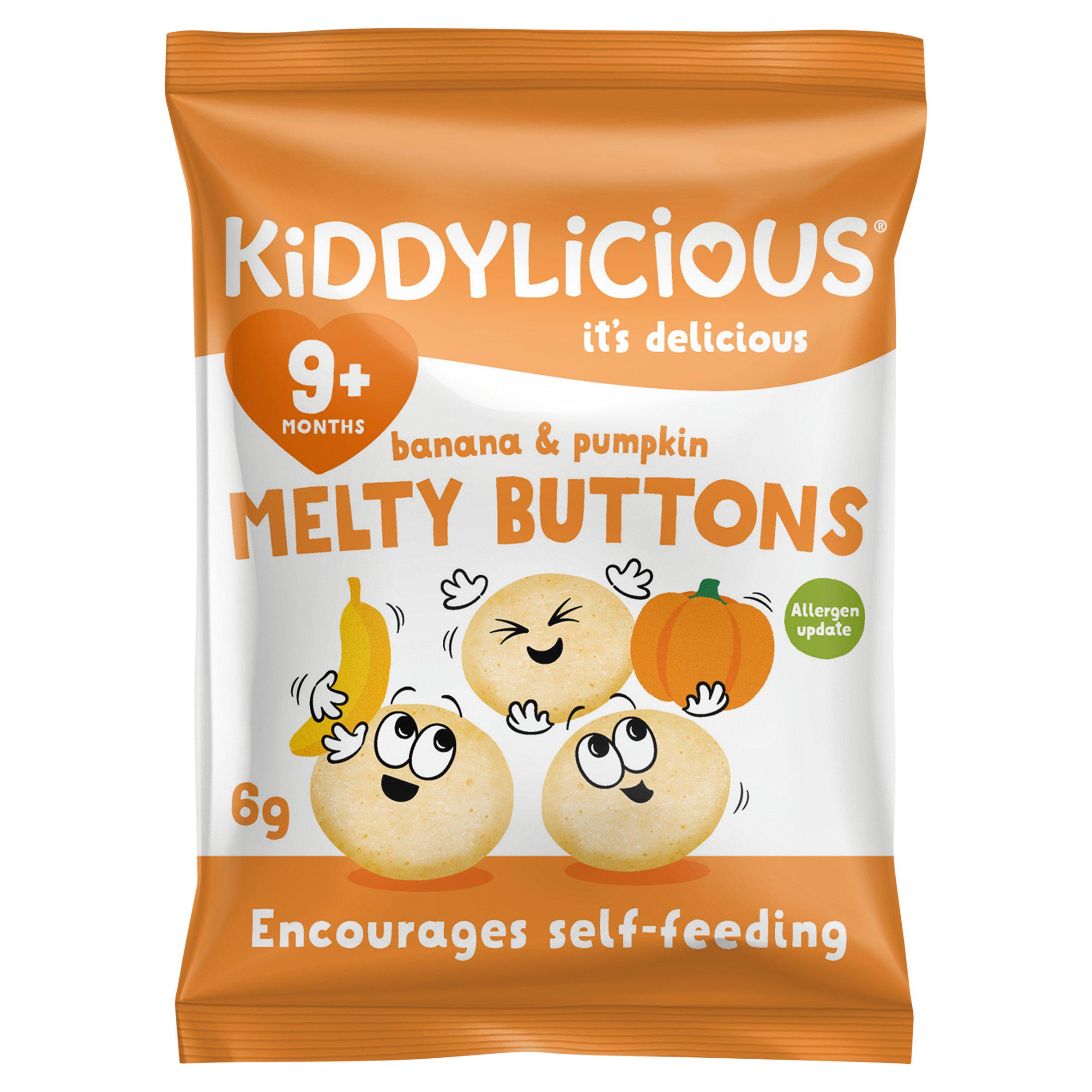 Kiddylicious Banana & Pumpkin Melty Buttons 9+ Months 6g