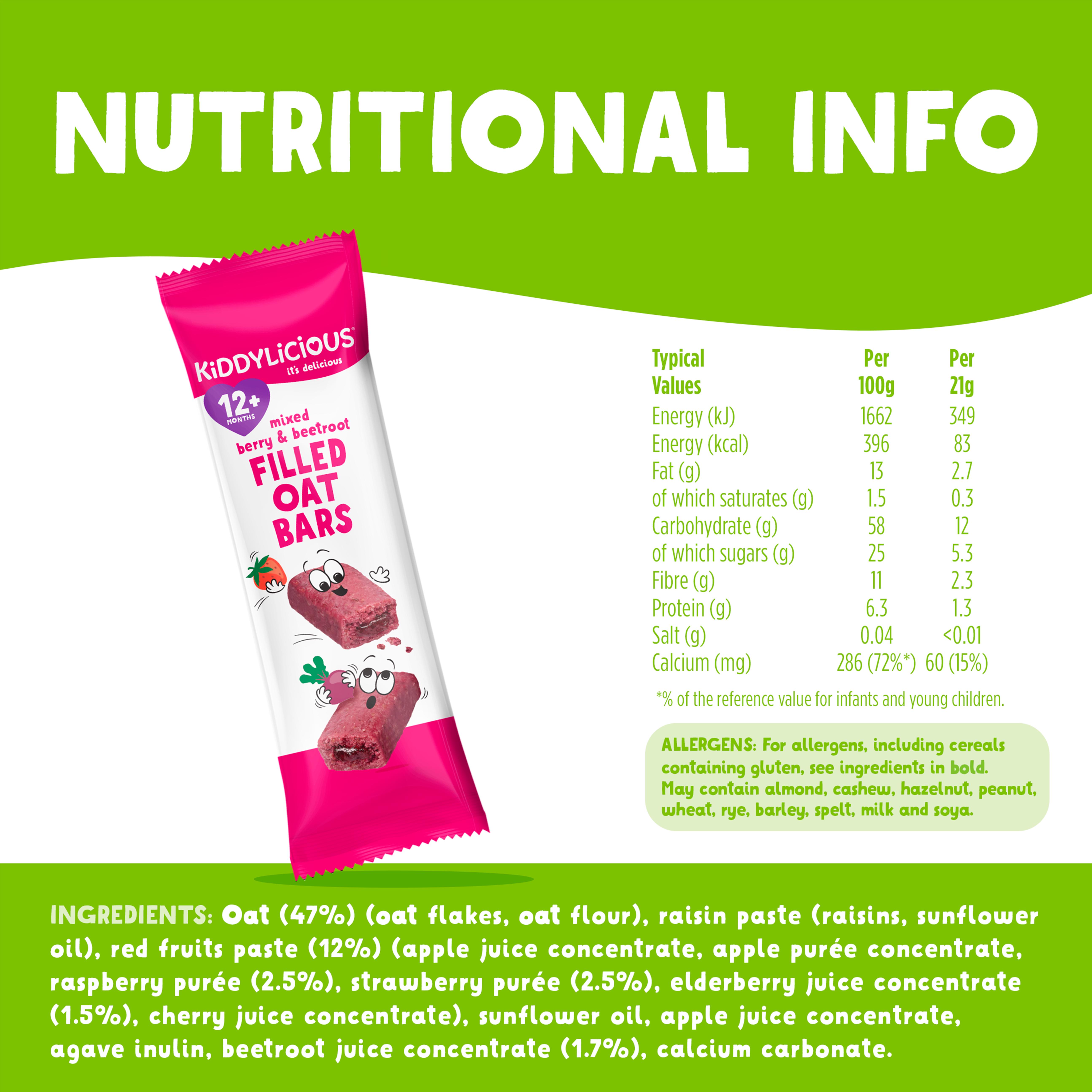 Kiddylicious Mixed Berry & Beetroot Filled Oat Bars 12+ Months 5 x 21g thumbnail 3