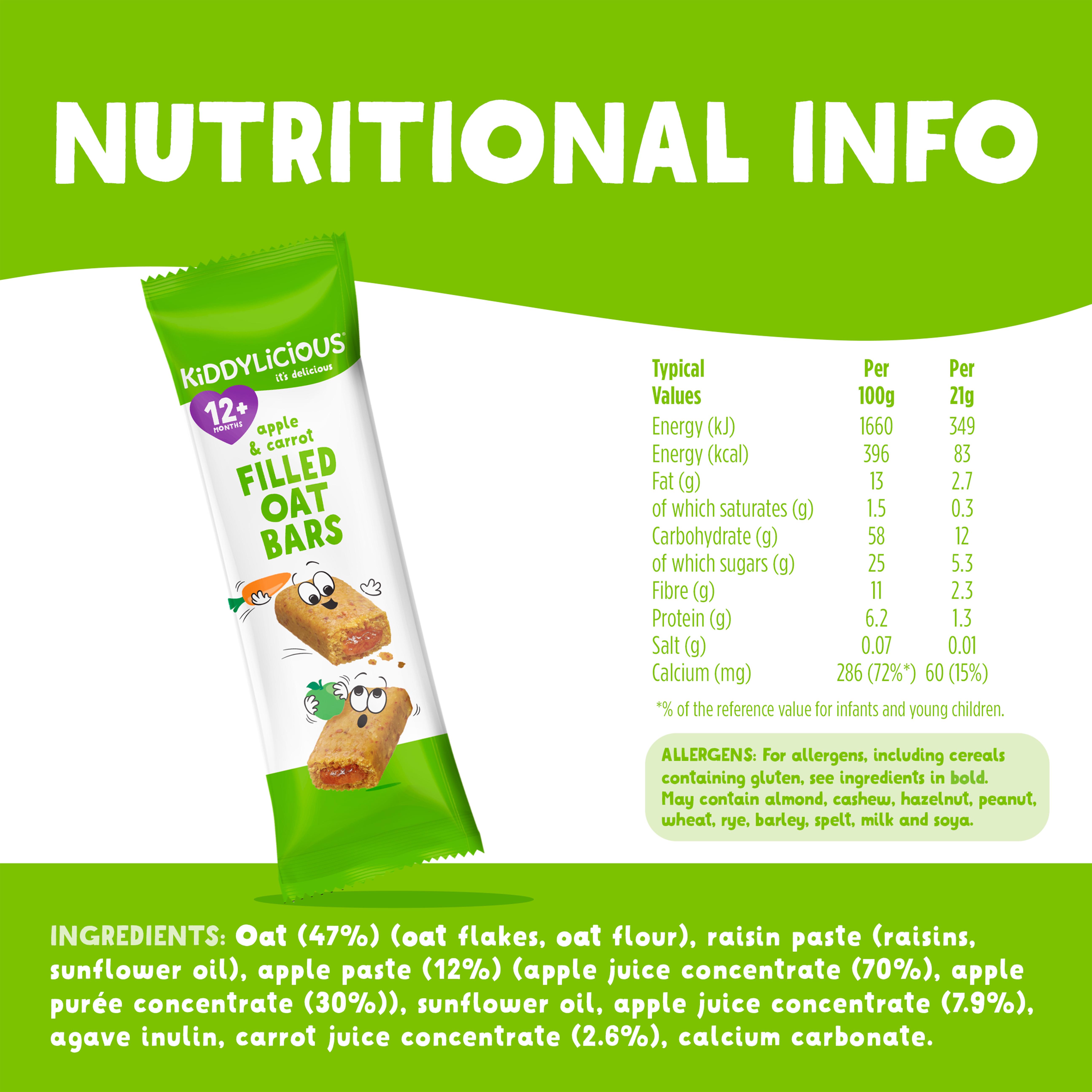 Kiddylicious Apple & Carrot Filled Oat Bars 12+ Months 5 x 21g thumbnail 3