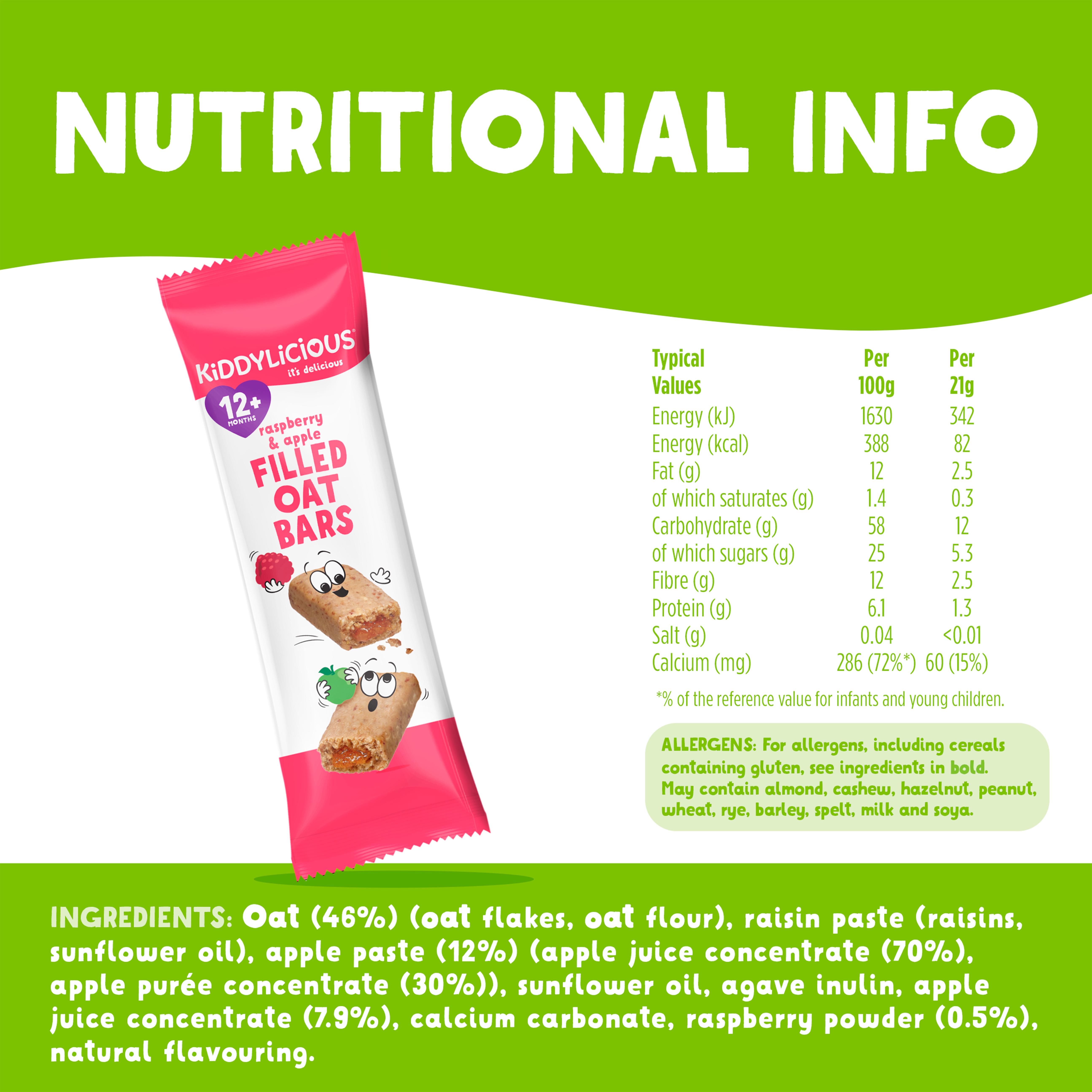 Kiddylicious Raspberry & Apple Filled Oat Bars 12+ Months 5 x 21g thumbnail 3