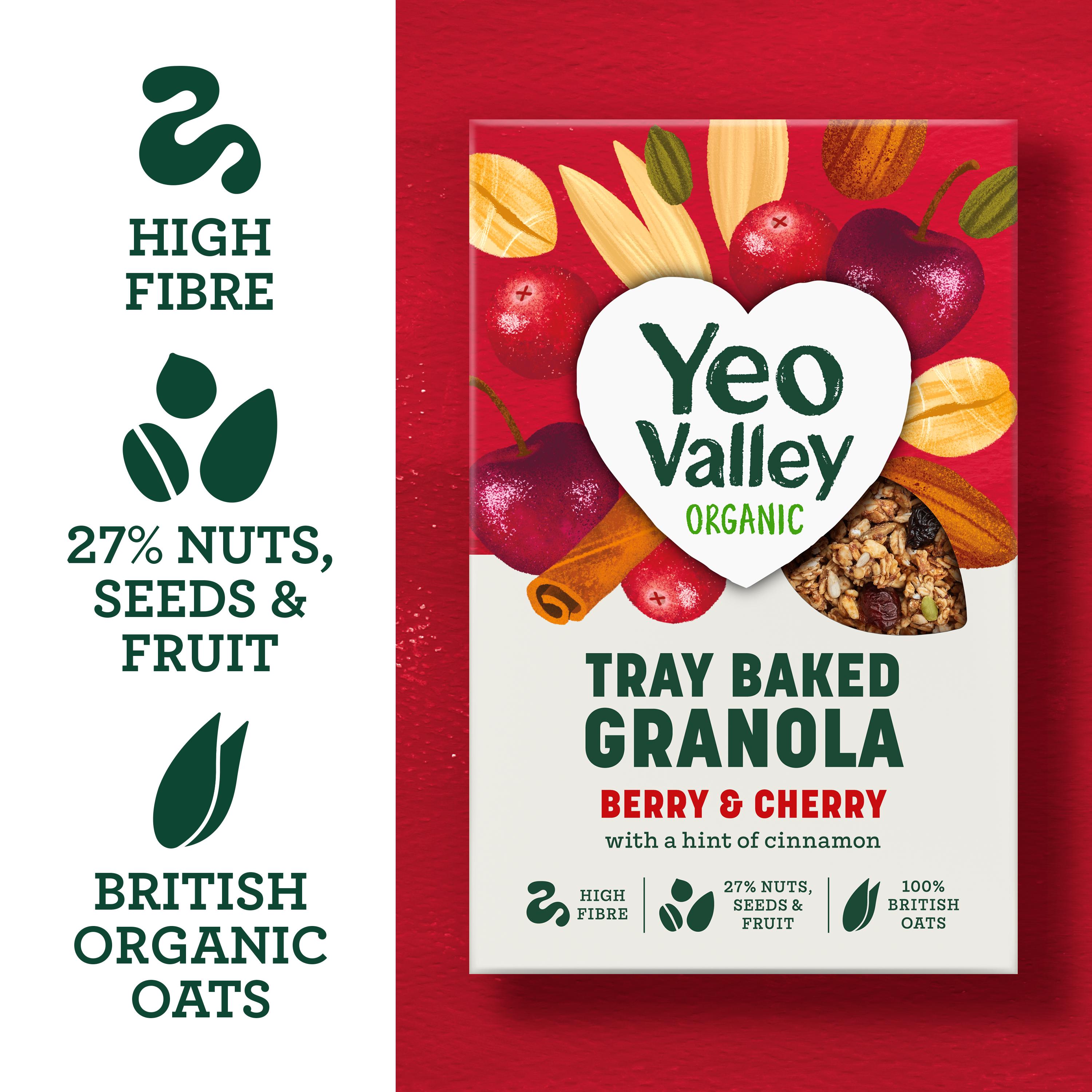 Yeo Valley Organic Tray Baked Granola Berry & Cherry 360g thumbnail 2