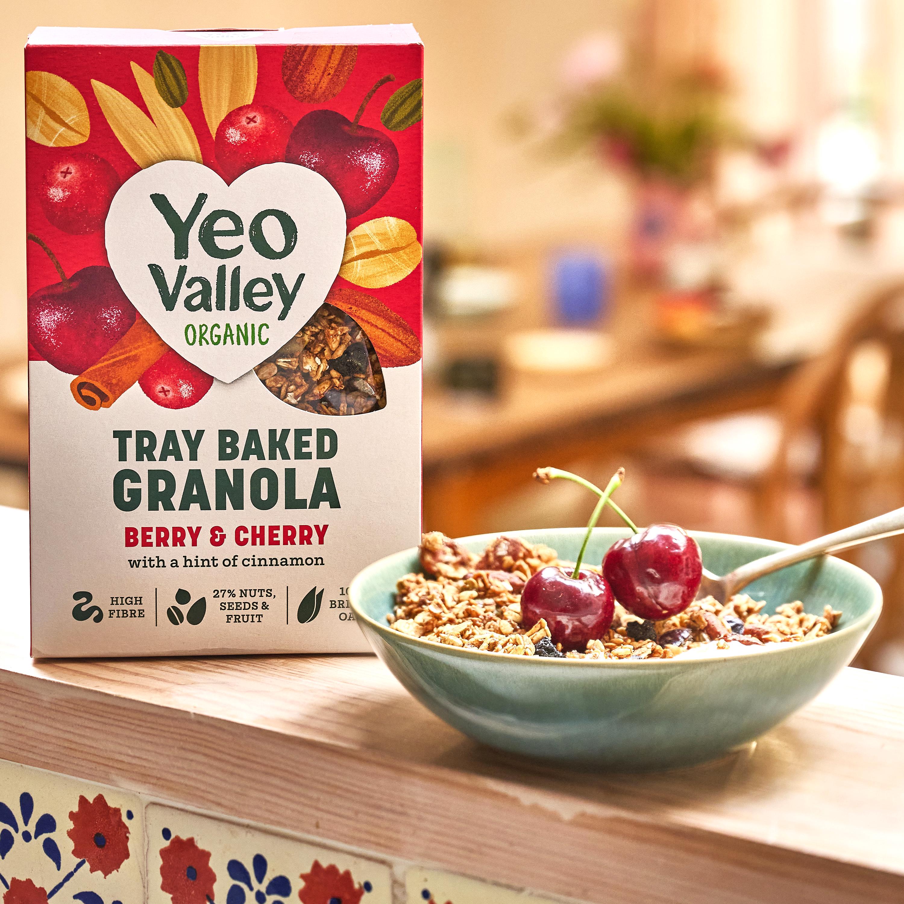 Yeo Valley Organic Tray Baked Granola Berry & Cherry 360g thumbnail 3