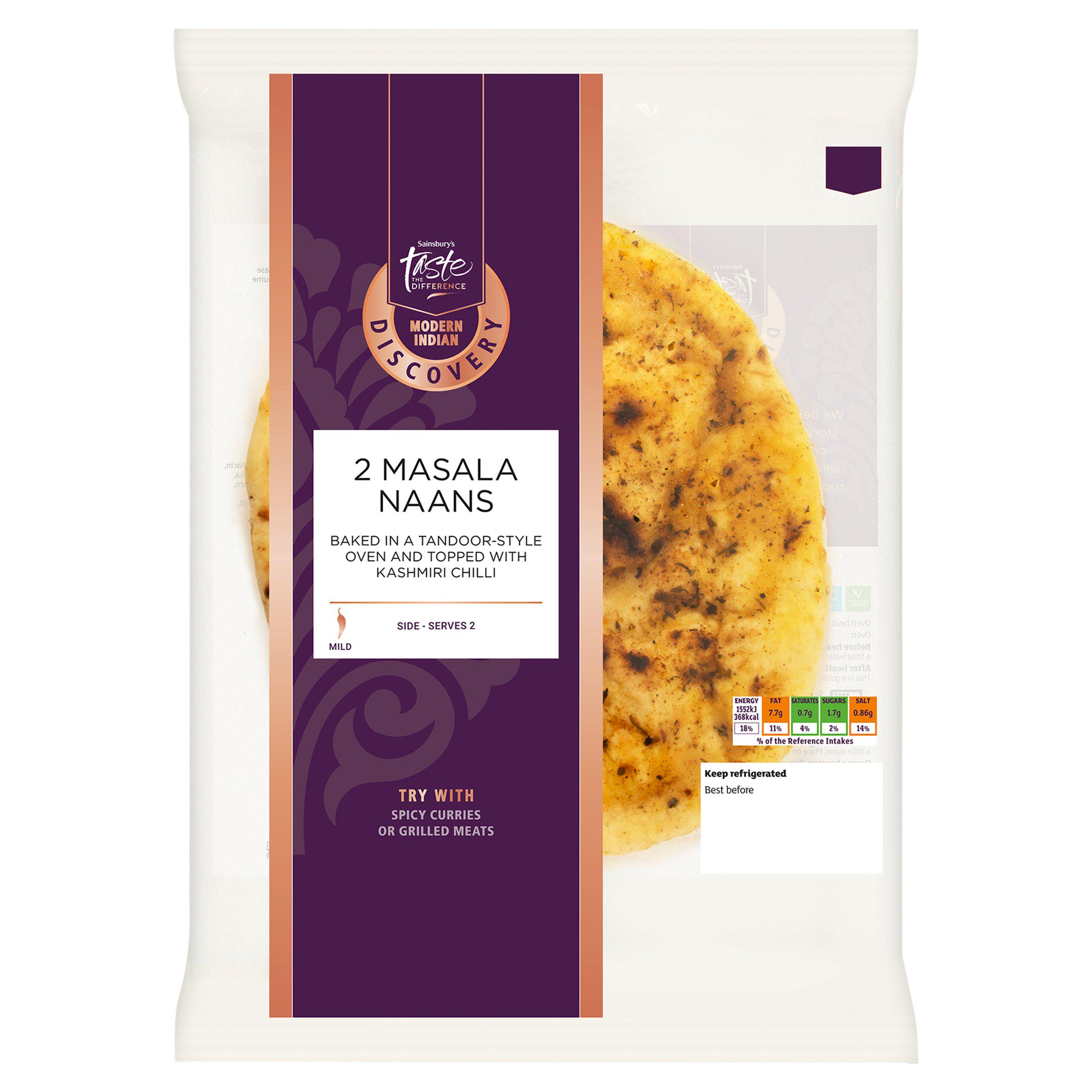 Sainsbury's Discovery 2 x Kashmiri Masala Naan, Taste the Difference