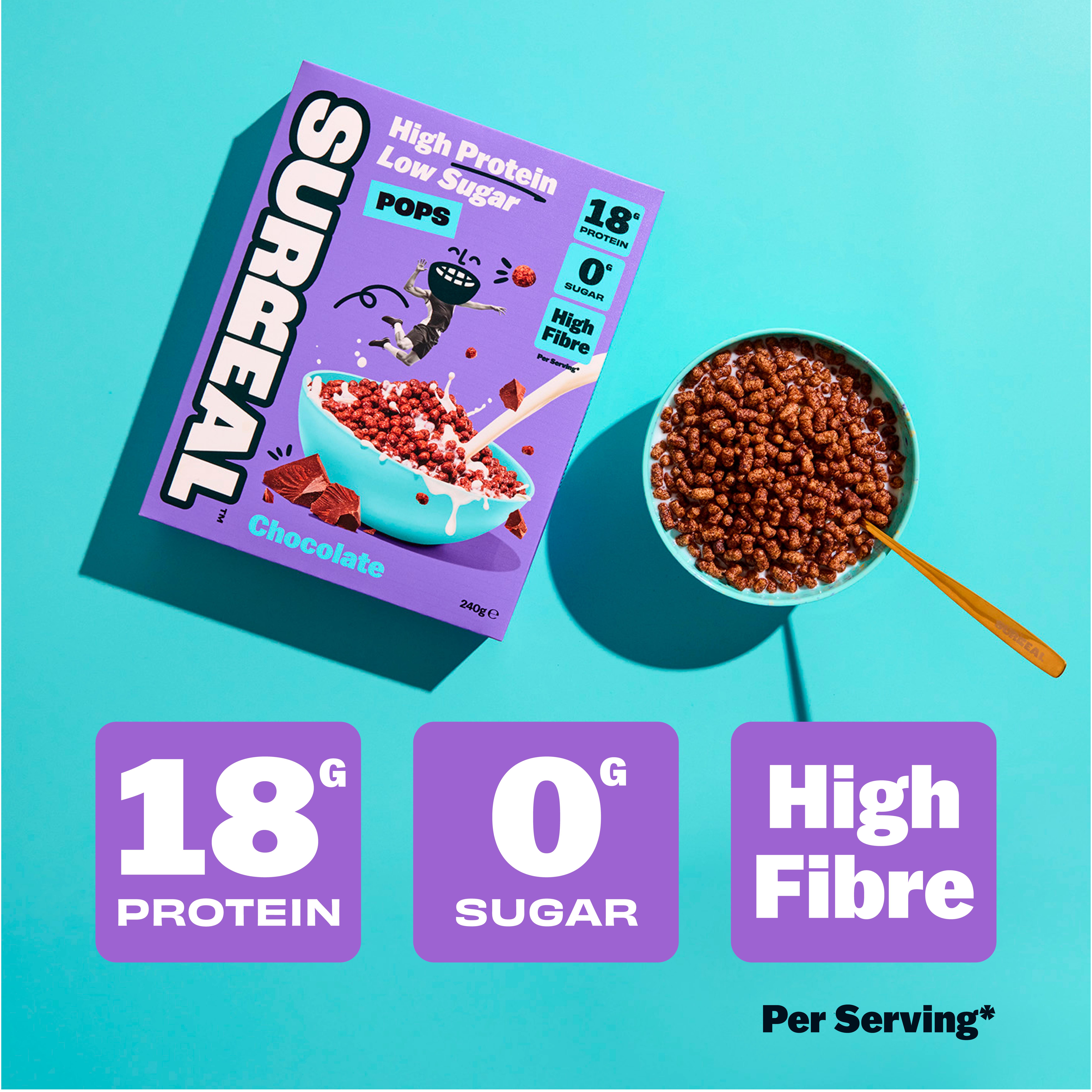 Surreal High Protein Low Sugar Pops Chocolate 240g thumbnail 3