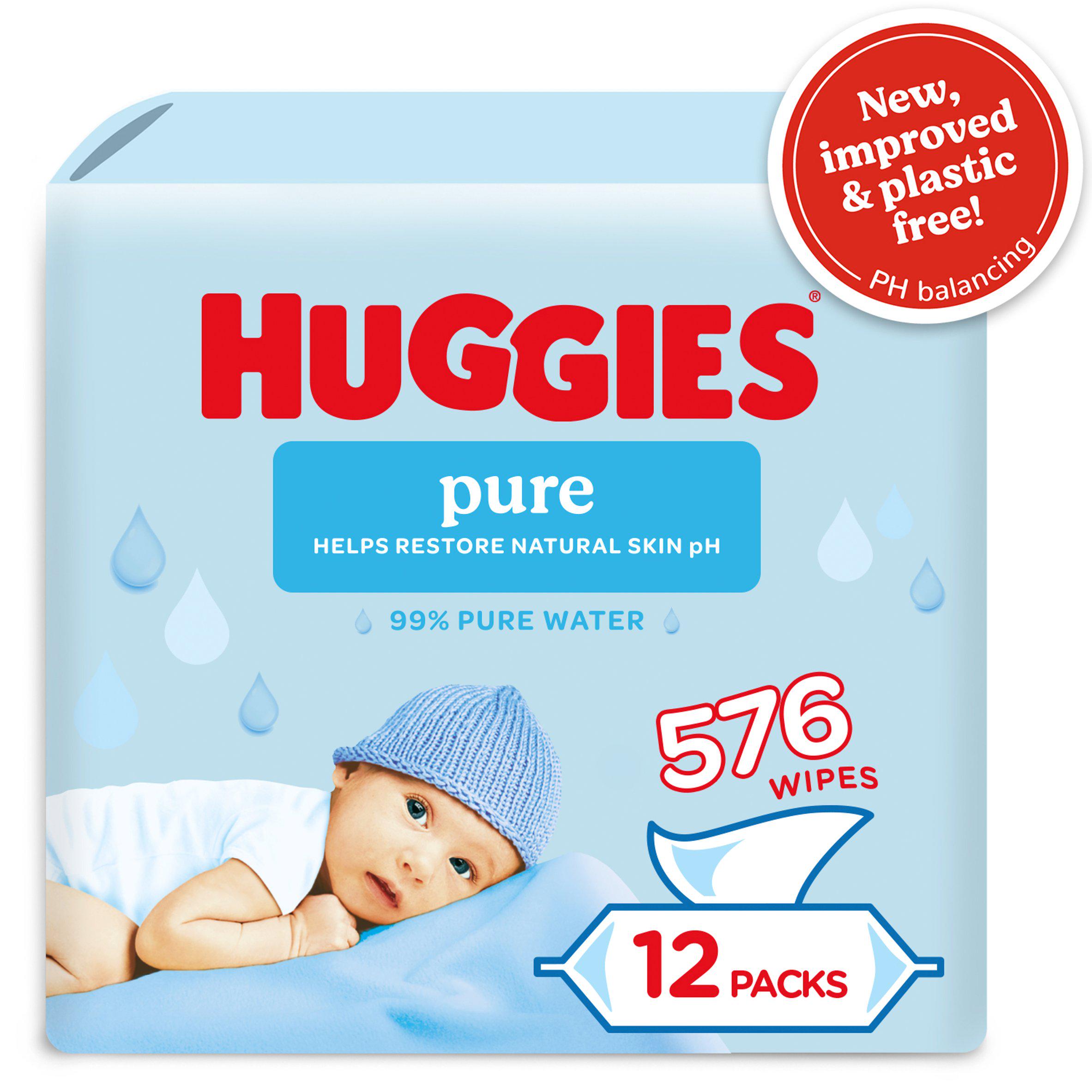 Huggies Pure 0% Plastic Baby Wipes 12x48 576 Wipes