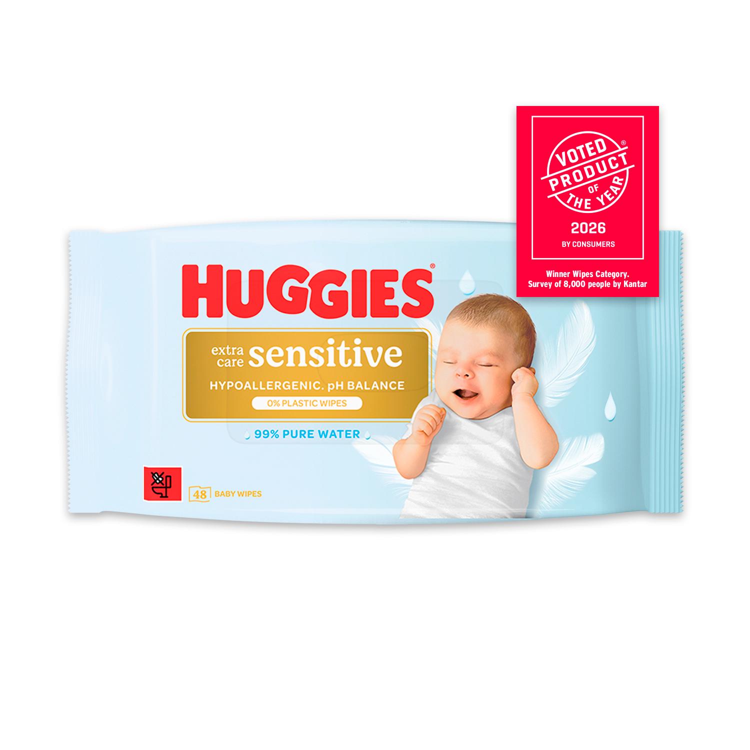 Huggies Pure Extra Care Sensitive Plastic Free Baby Wipes x48 thumbnail 2
