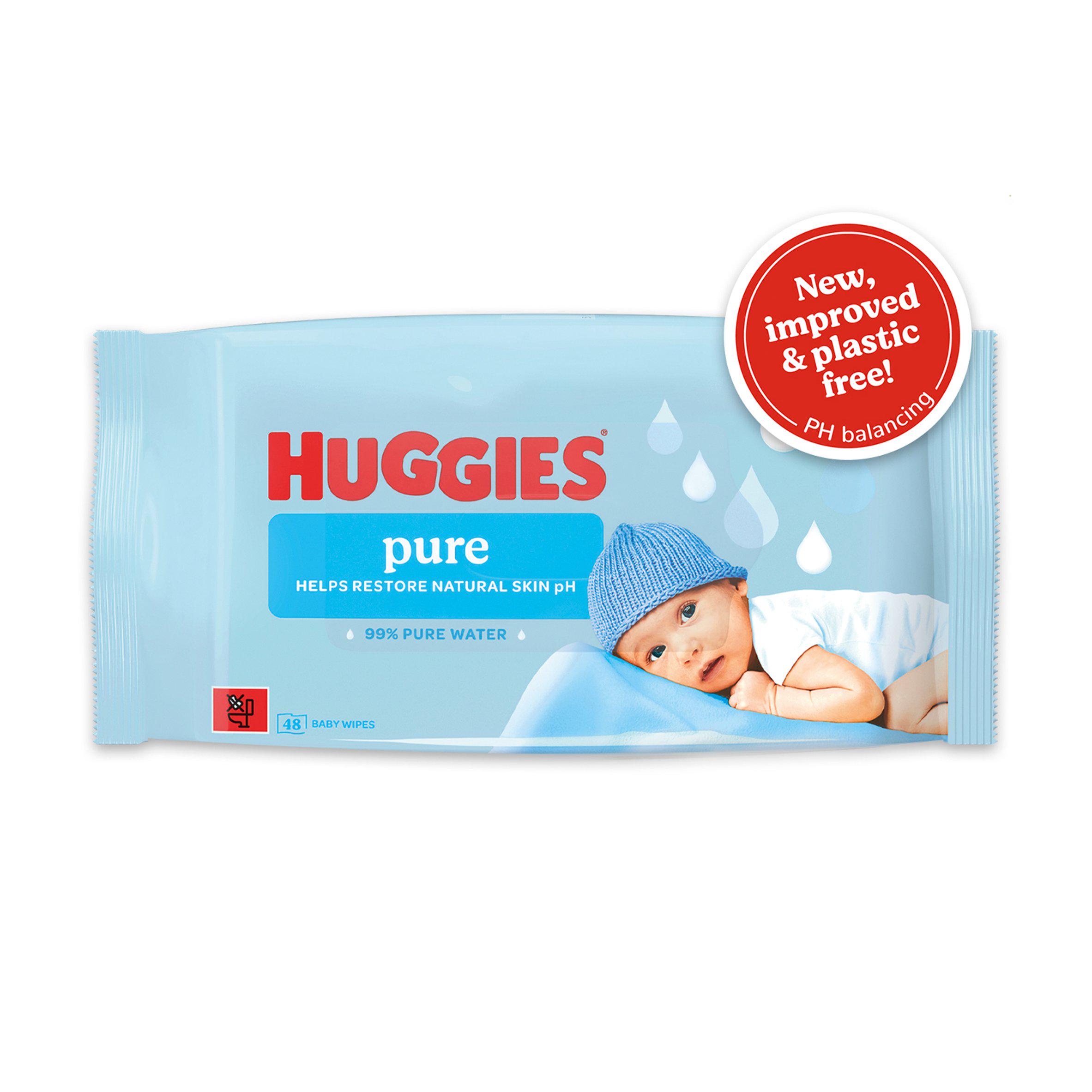 Huggies Pure 0% Plastic Baby Wipes 48 Wipes