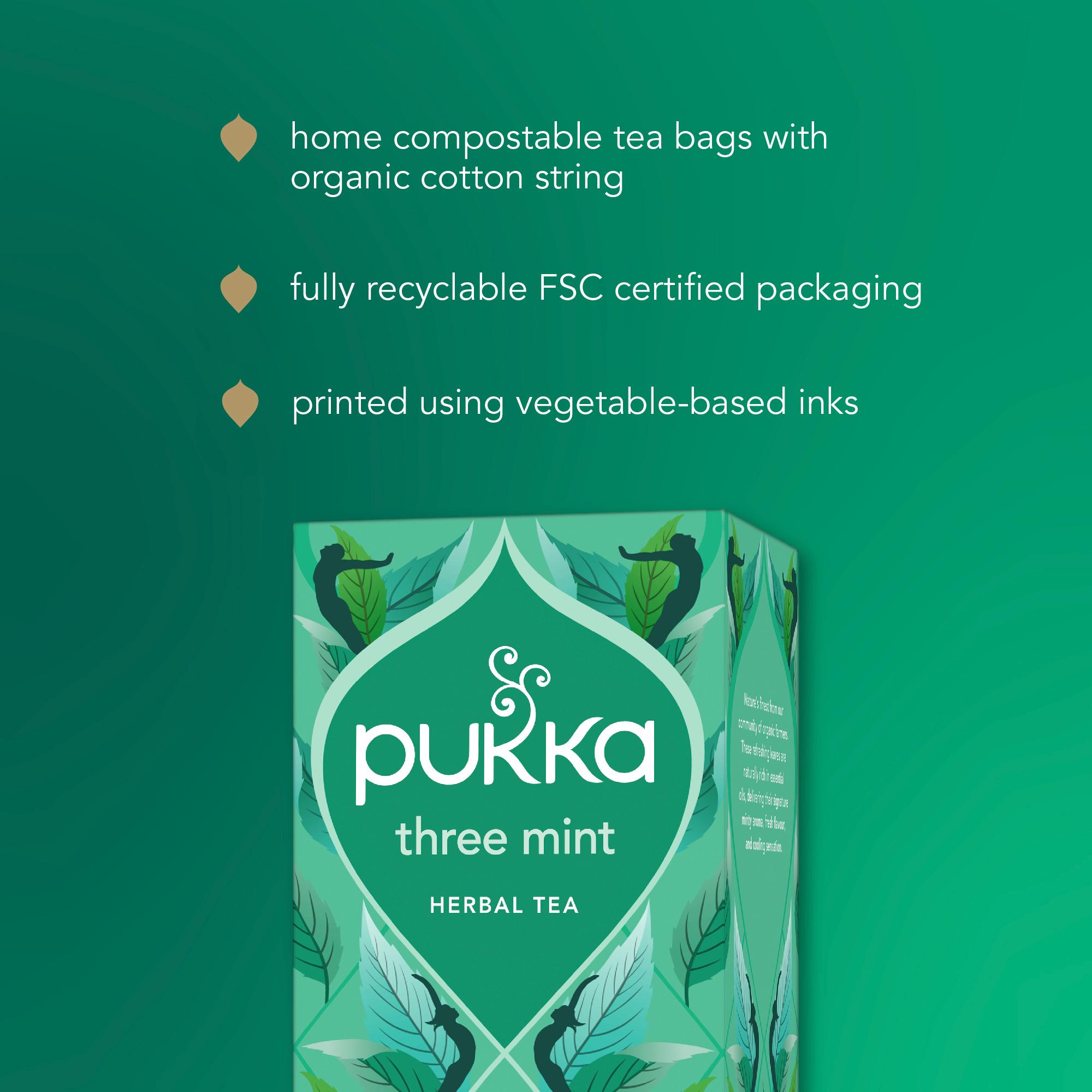 Pukka Organic Three Mint Home Compostable Herbal Tea Bags x40 64g thumbnail 5