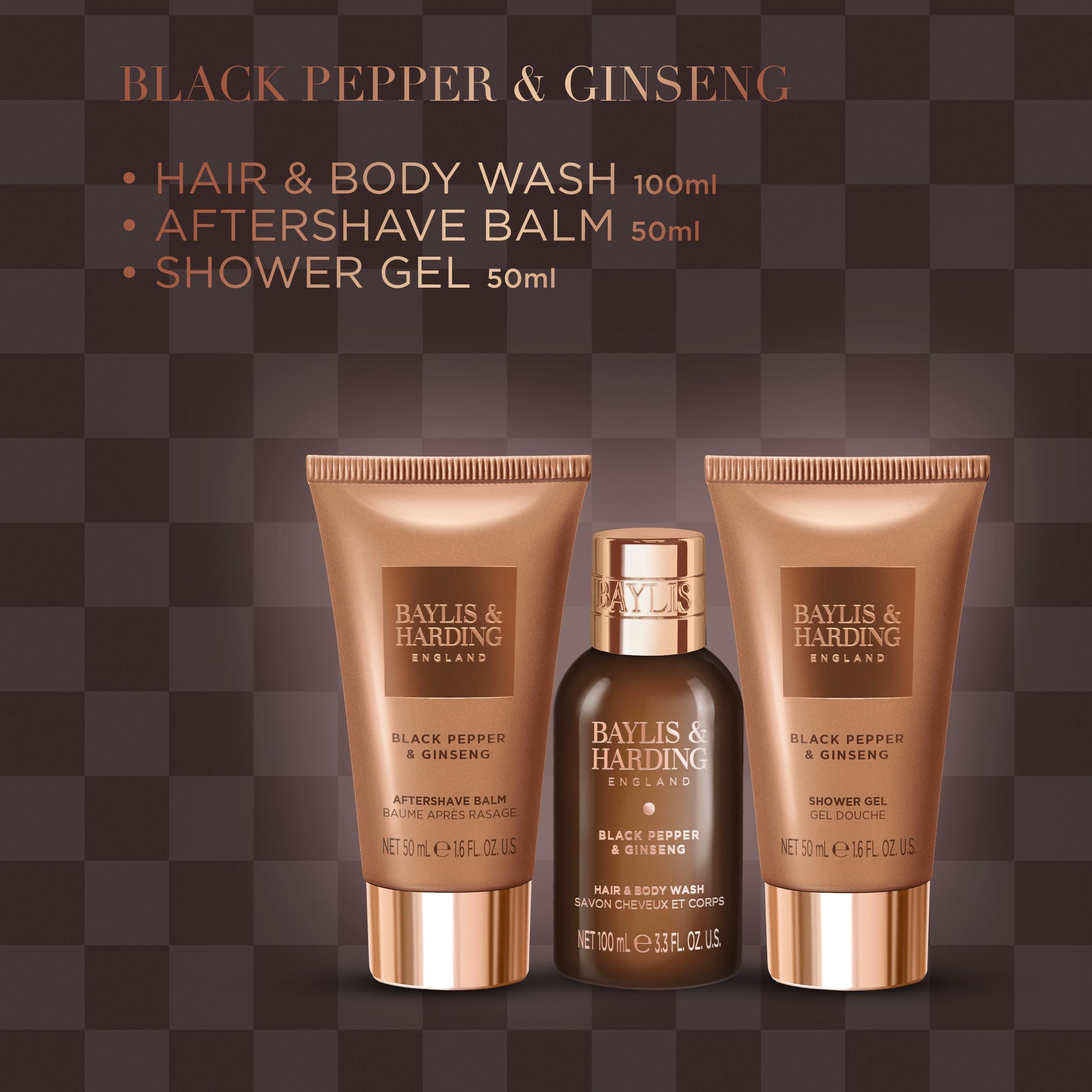 Baylis & Harding Black Pepper & Ginseng Men's Luxury Mini Trio Gift Set thumbnail 3