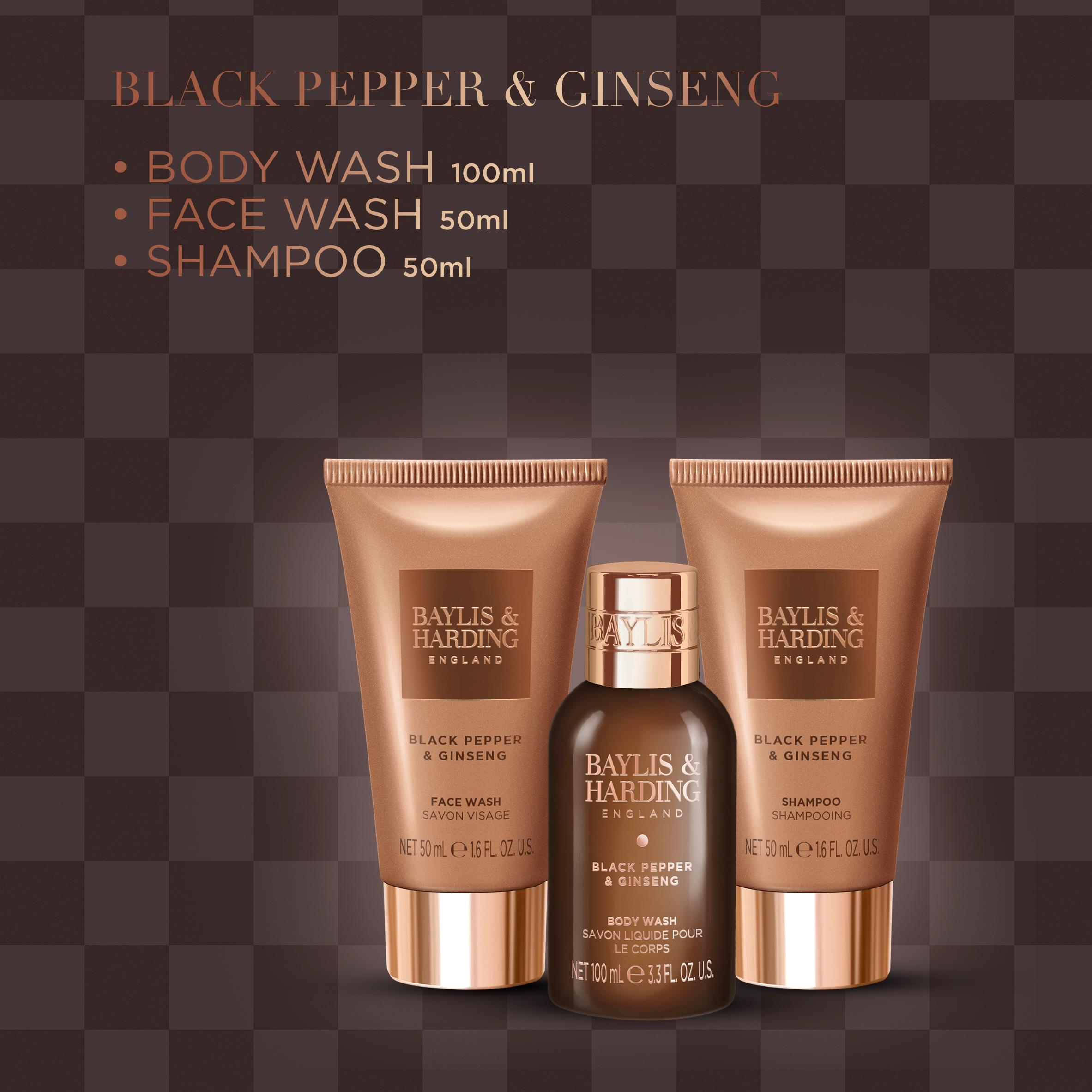 Baylis & Harding Black Pepper & Ginseng Men's the Essentials Travel Wash Bag Gift Set thumbnail 3