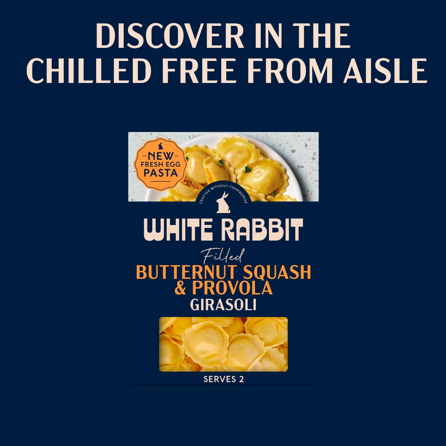 White Rabbit 250g Gluten Free Filled Butternut Squash & Provola Girasoli Pasta thumbnail 3