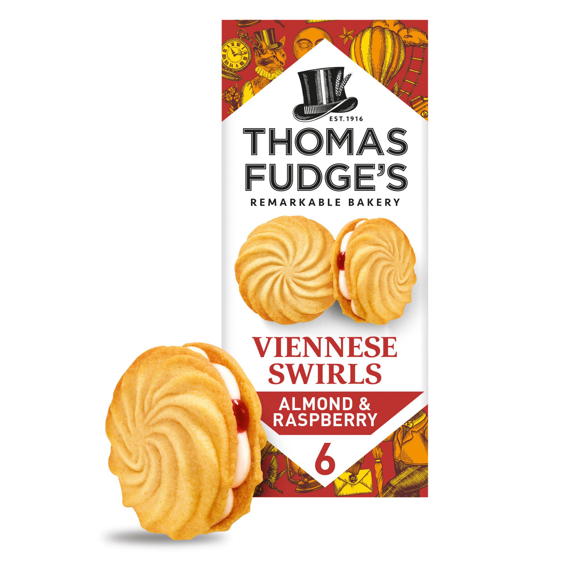 Thomas Fudge’s 130g Biscuits Raspberry & Almond Flavour Viennese Swirls