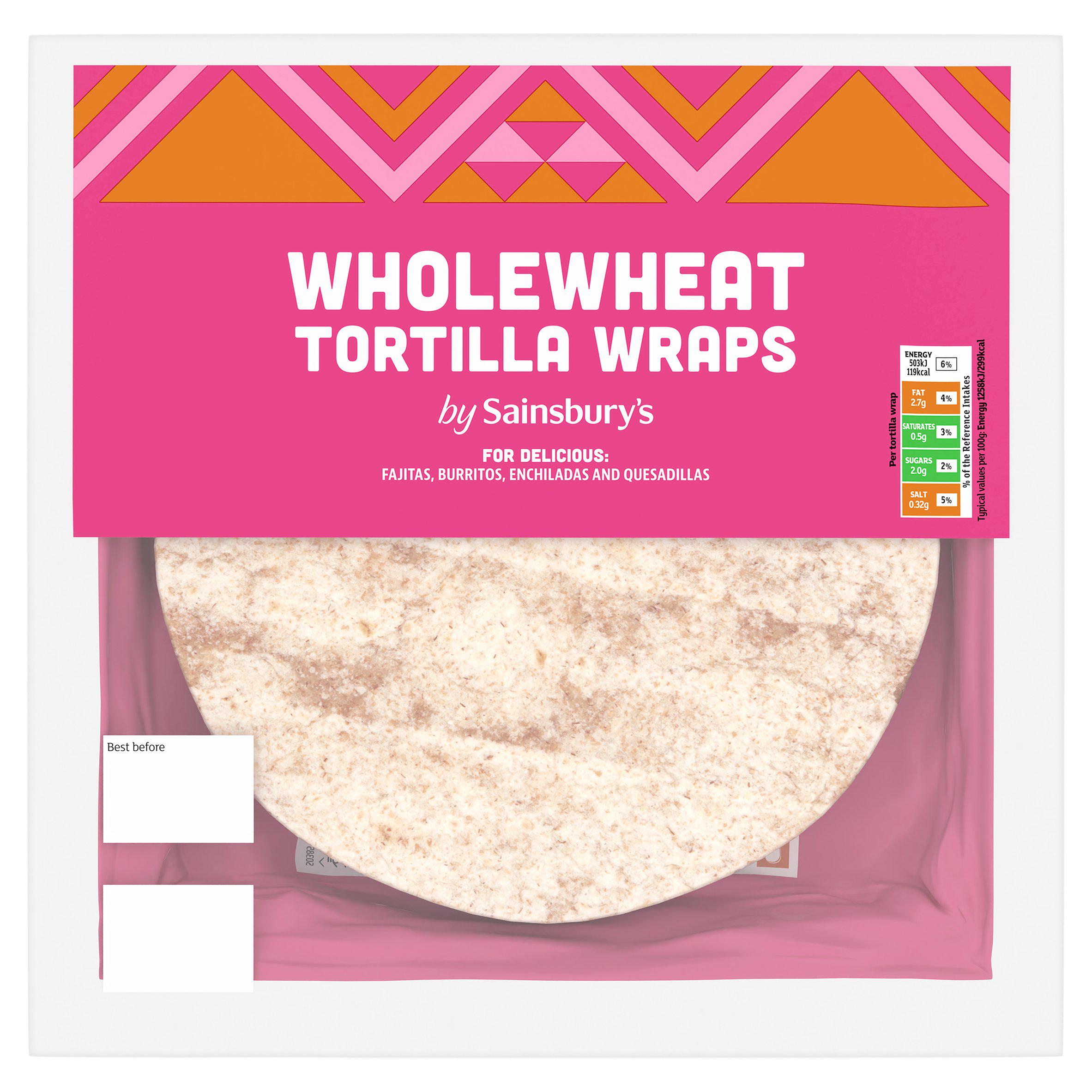 Sainsbury's Wholewheat Tortilla Wraps 320g