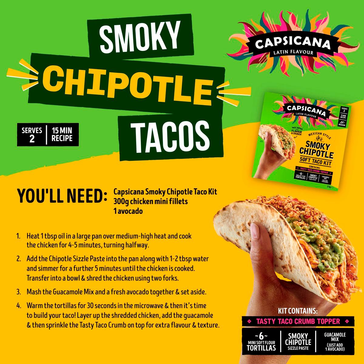 Capsicana Mexican Style Smoky Chipotle Soft Taco Kit 273g thumbnail 2