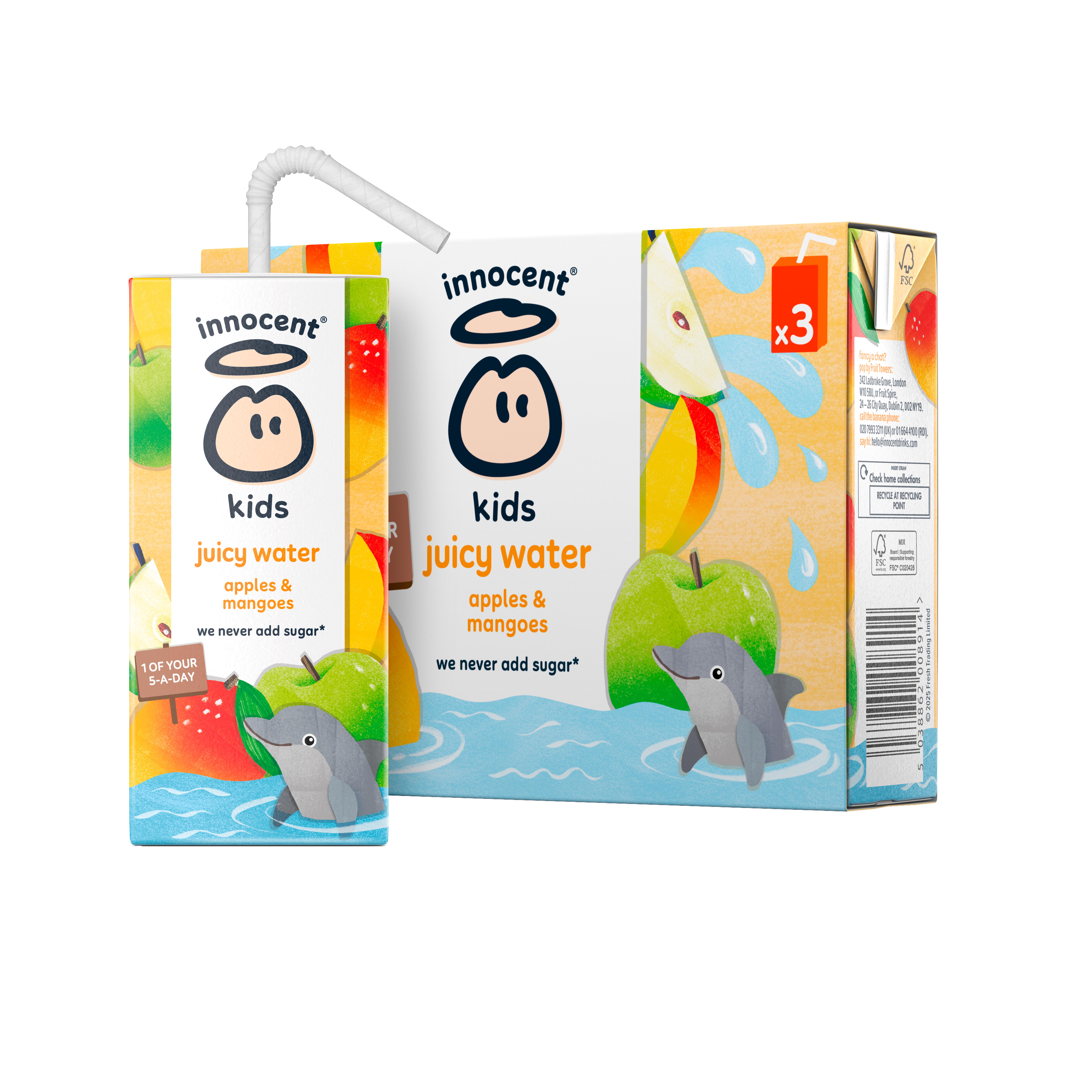 Innocent Kids Juicy Water Apples & Mangoes 3 x 200ml thumbnail 2