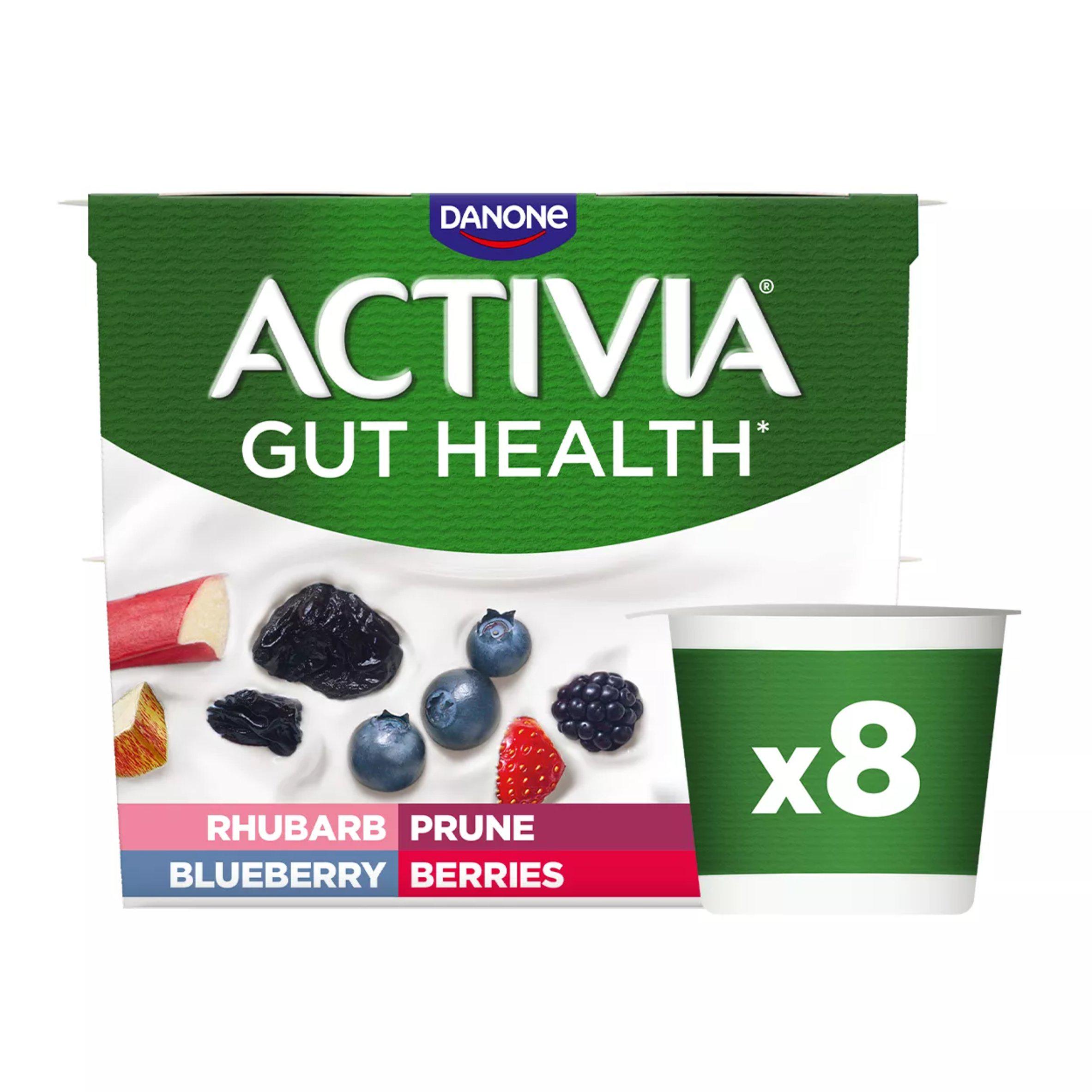 Activia 8 x 115g Rhubarb & Mixed Fruit 8 x 115g Low Gut Health Yoghurt