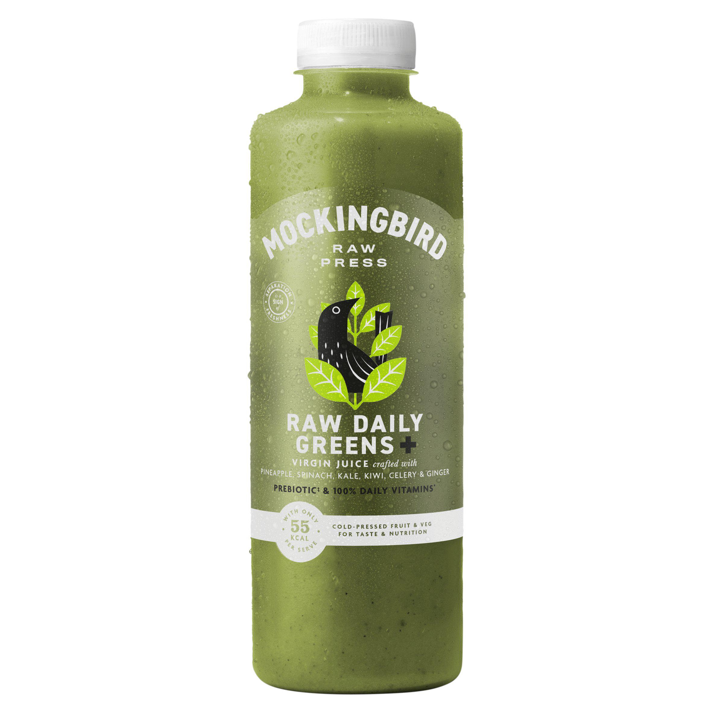 Mockingbird Raw Press 750ml Raw Daily Greens, Cucumber, Spinach, Pineapple, Kiwi with Vitamins Juice
