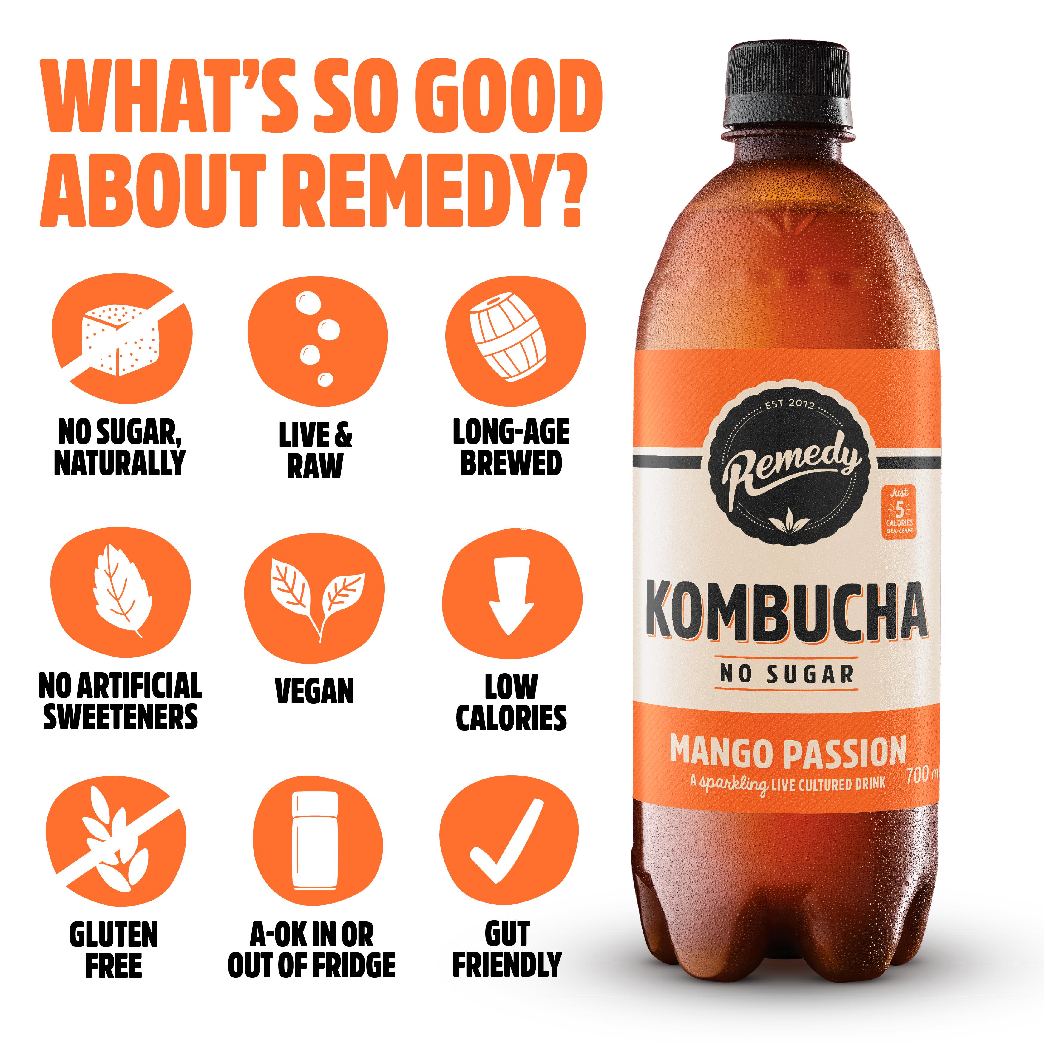 Remedy Kombucha Mango Passion 700ml thumbnail 2