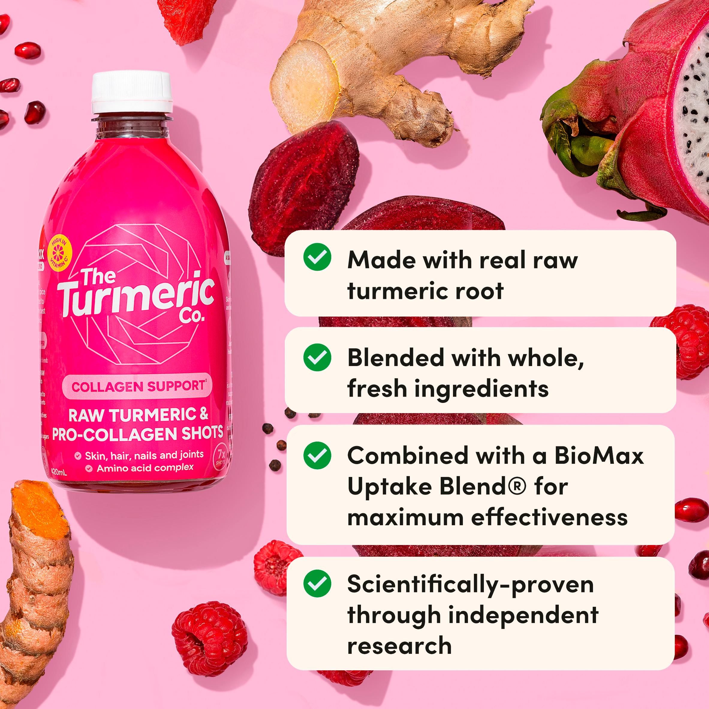 The Turmeric Co. Raw Turmeric & Pro Collagen Shots 420ml thumbnail 4