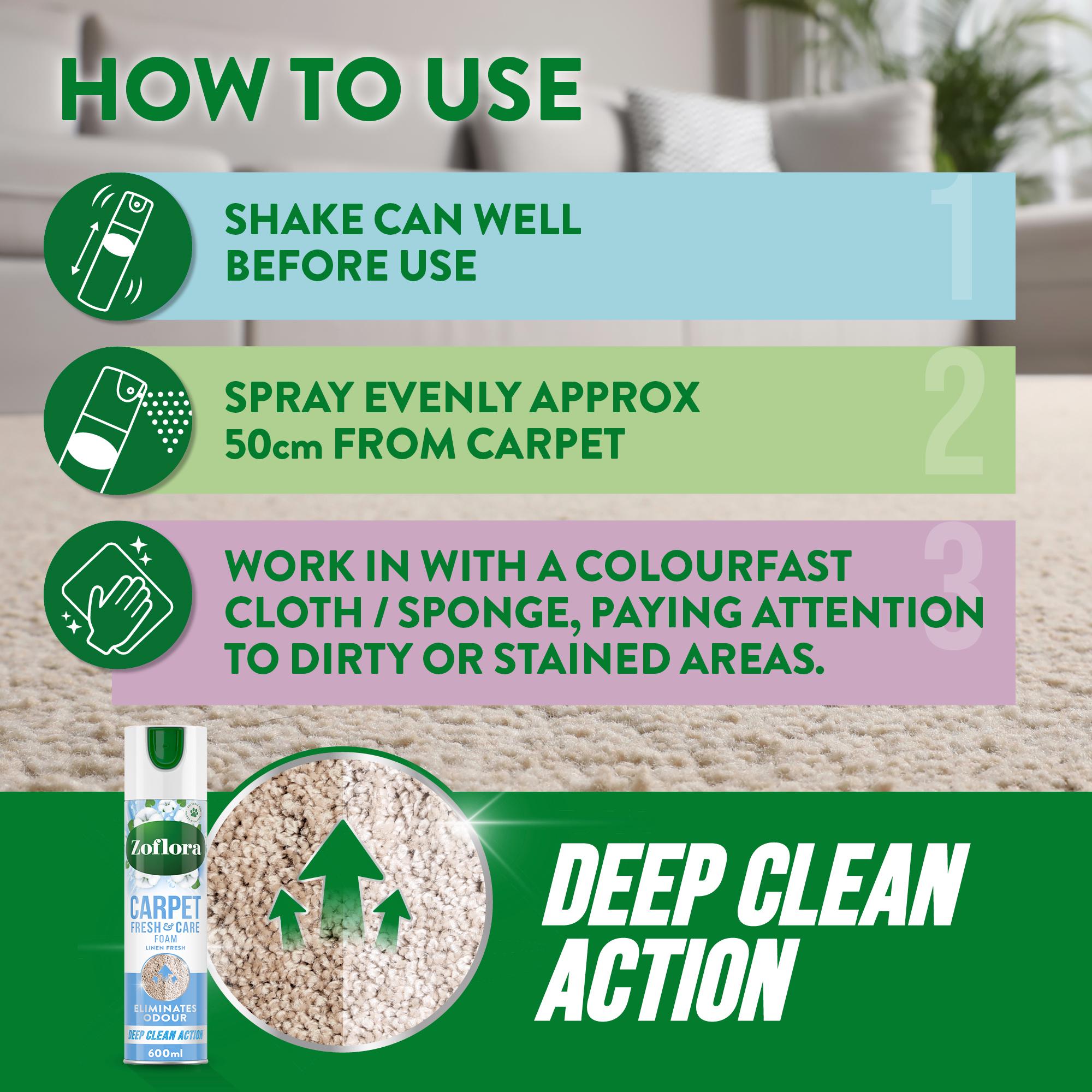 Zoflora Carpet Fresh & Care Foam Linen Fresh 600ml thumbnail 2