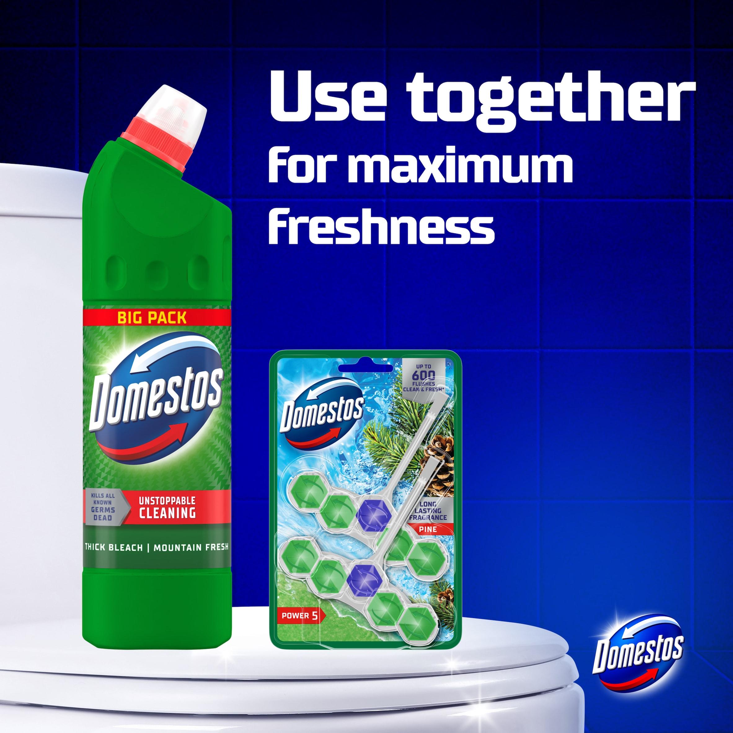 Domestos Mountain Fresh Pine Thick Bleach Toilet & Multipurpose Cleaner 1L thumbnail 3