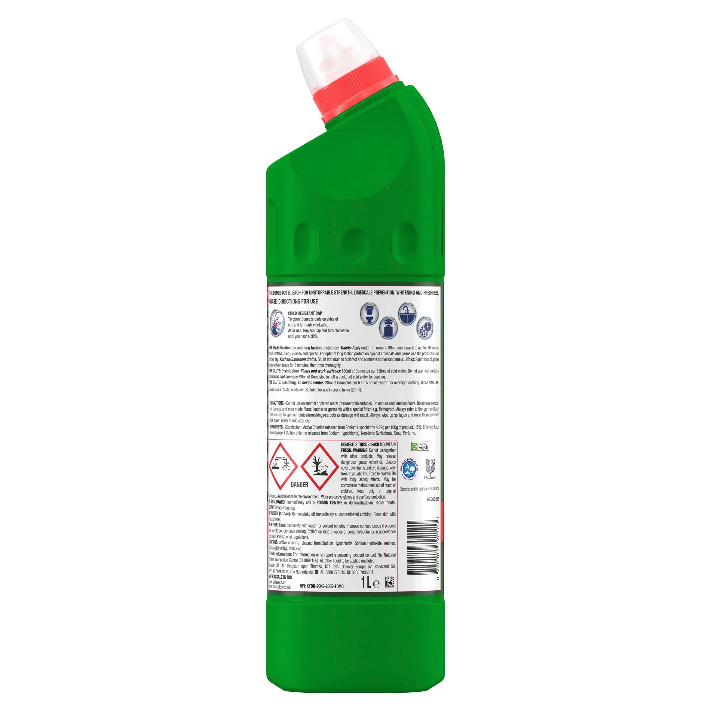 Domestos Mountain Fresh Pine Thick Bleach Toilet & Multipurpose Cleaner 1L thumbnail 6