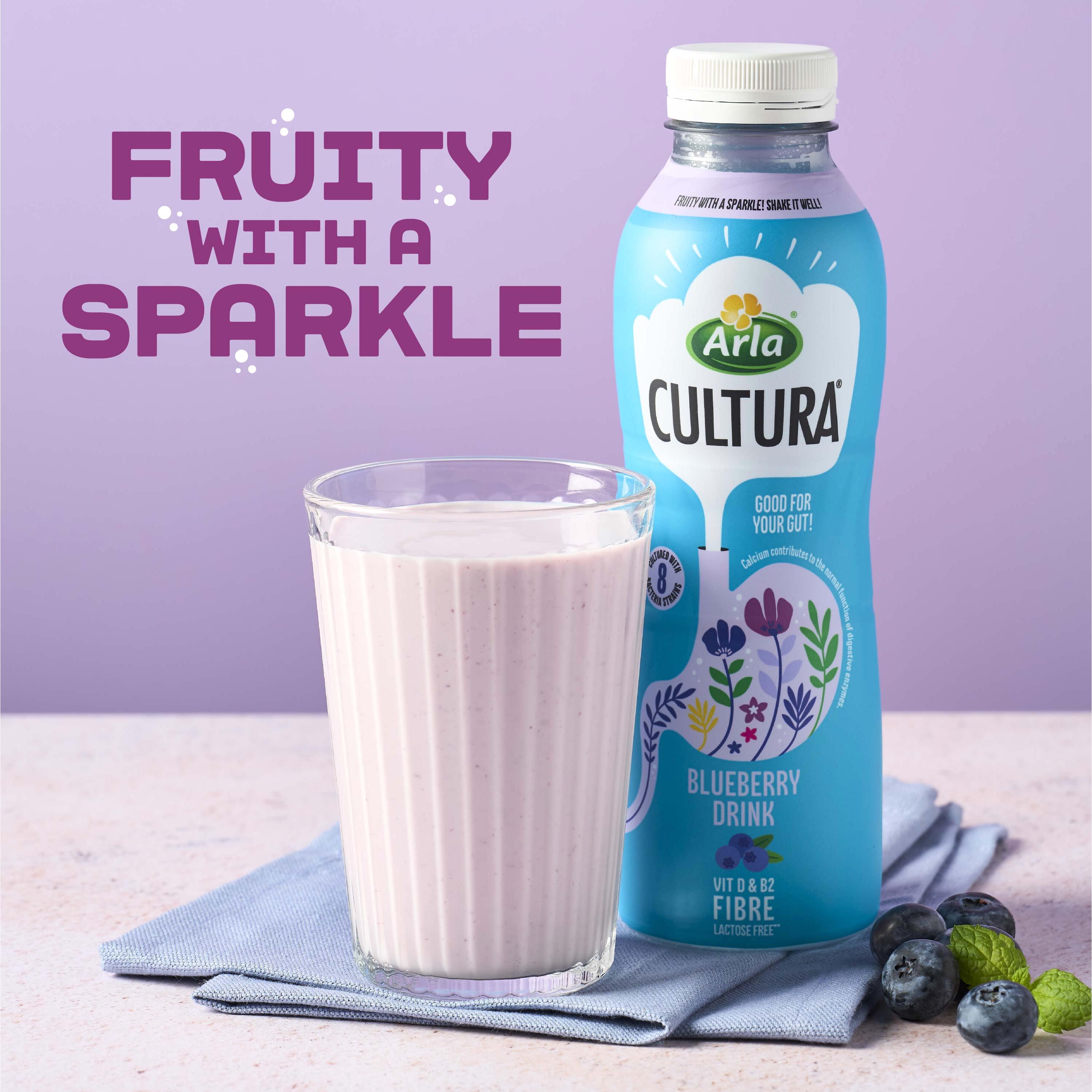 Arla Cultura Blueberry Gut Health Milk Drink 500ml thumbnail 4