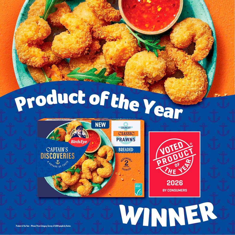 Birds Eye Captain's Discoveries Crunchy Classic Prawns Breaded 250g thumbnail 2