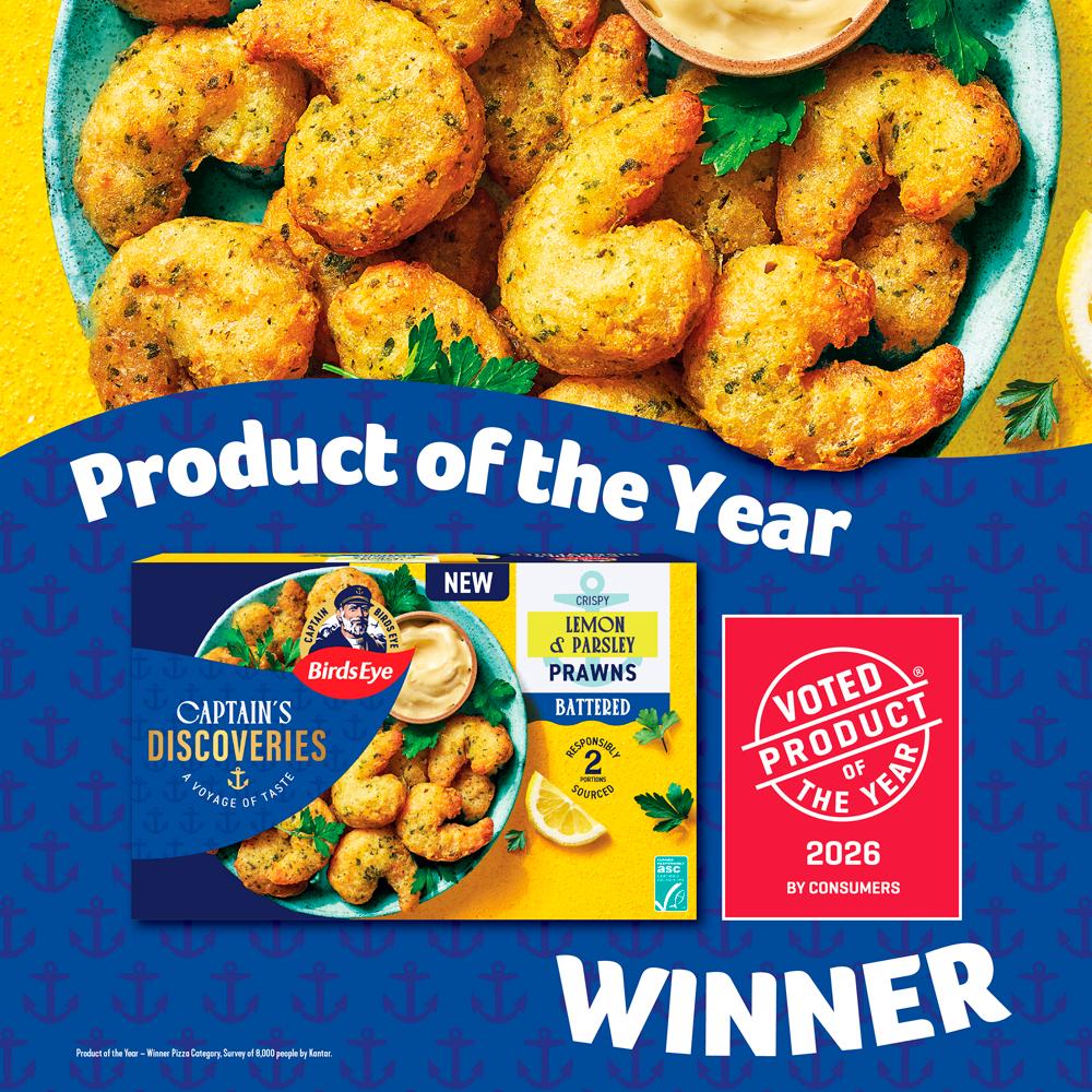 Birds Eye Captain's Discoveries Crispy Lemon & Parsley Prawns Battered 220g thumbnail 2