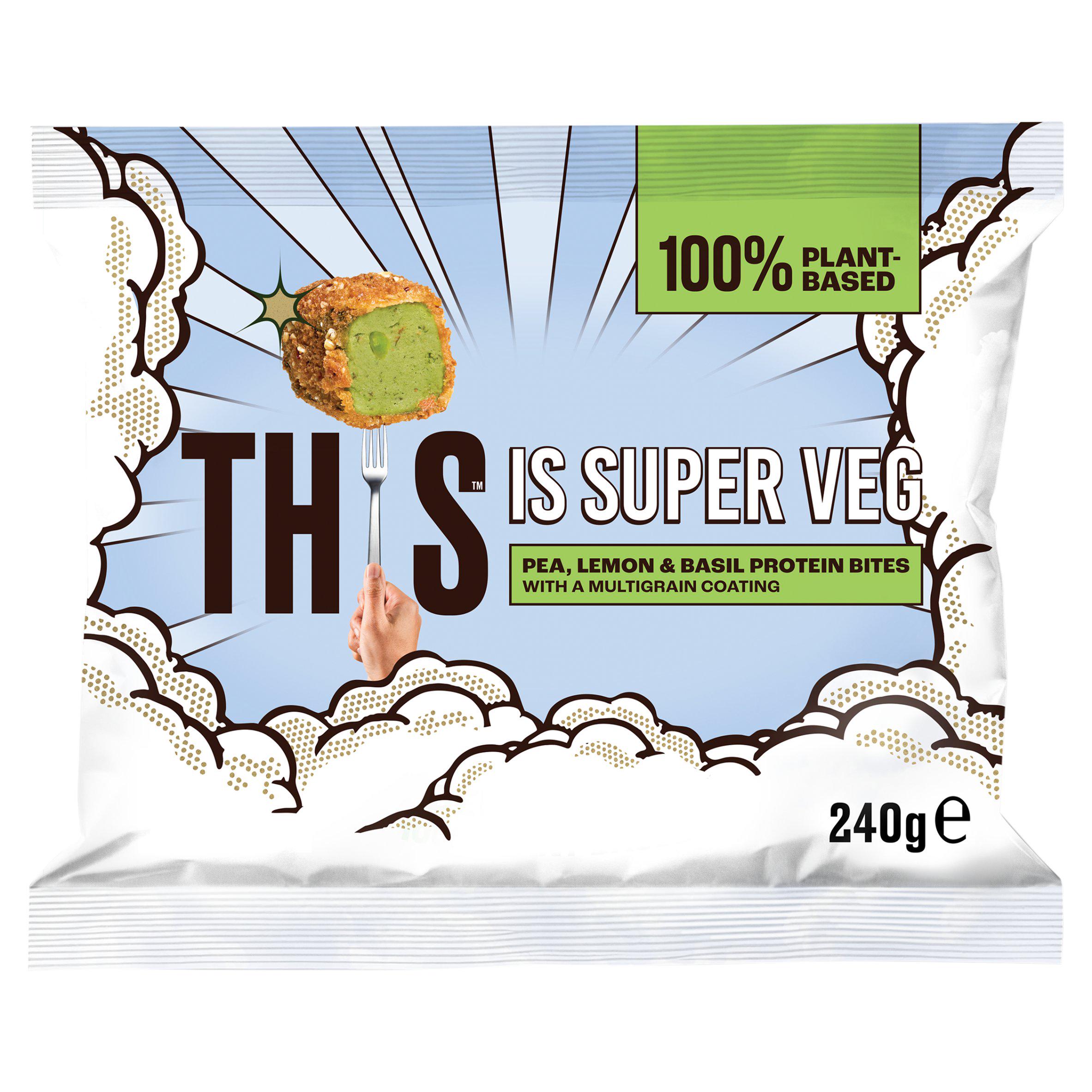 This is Super Veg Pea, Lemon & Basil Protein Bites with a Multigrain Coating 240g