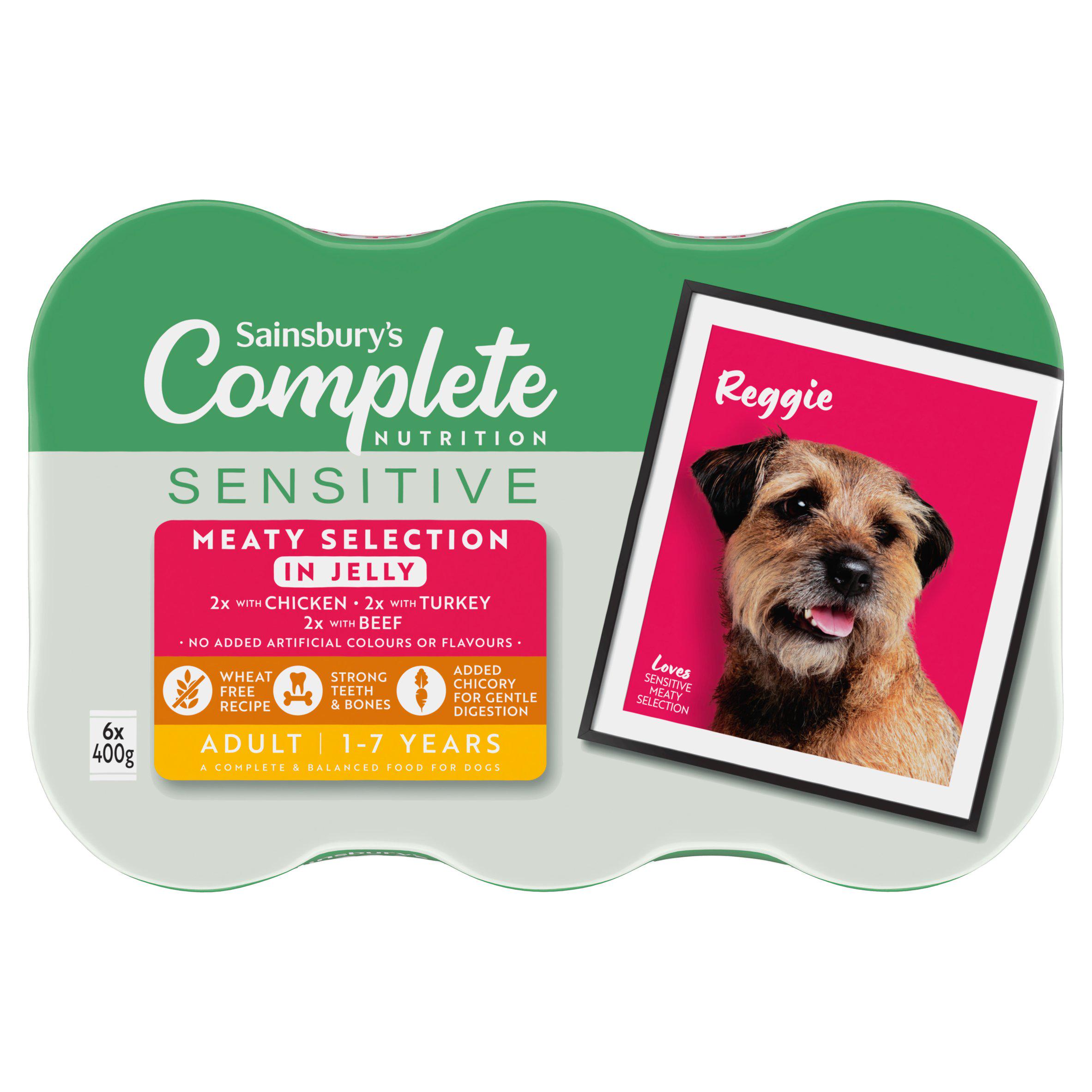 Sainsbury's 6 x 400g  Adult Complete Nutrition Sensitive 1-7 Years Dog Food in Jelly