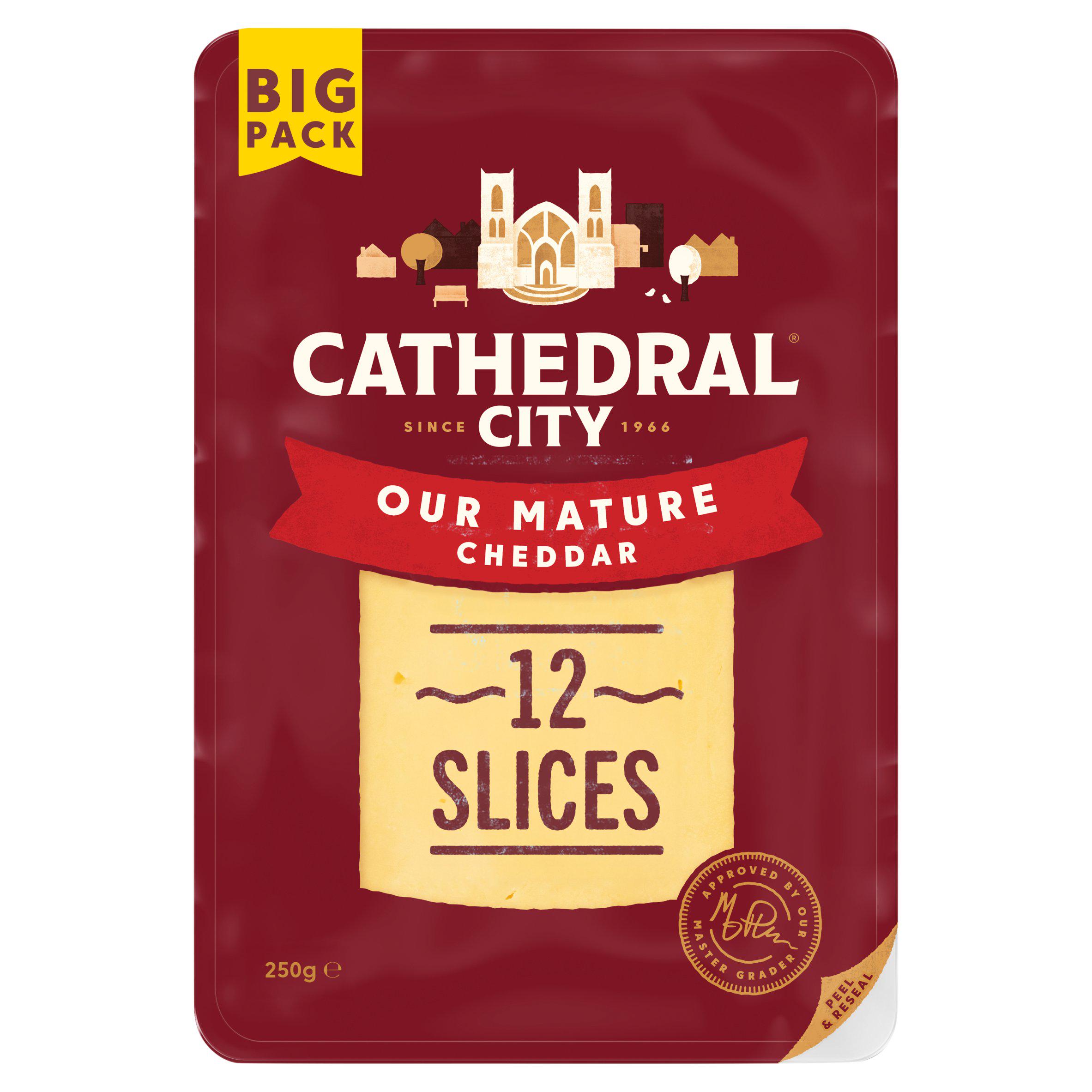 Cathedral City Slices Mature Cheddar Cheese x12 250g