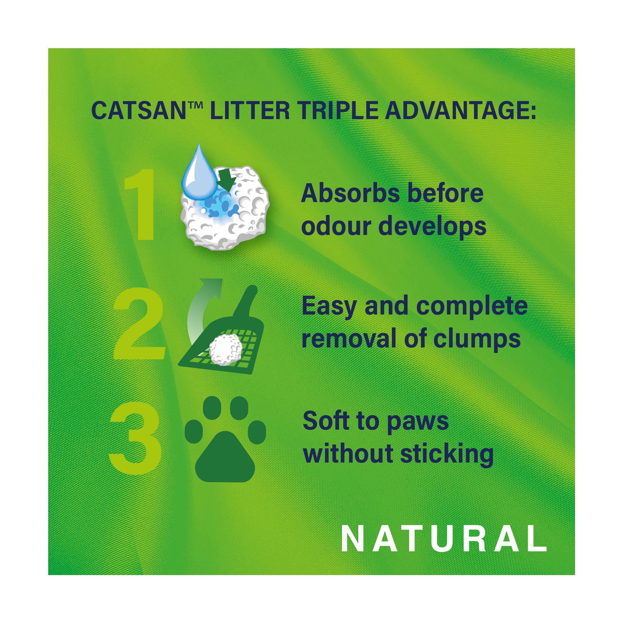 Catsan Natural 100% Biodegradable Clumping Odour Control Cat Litter 8L thumbnail 2