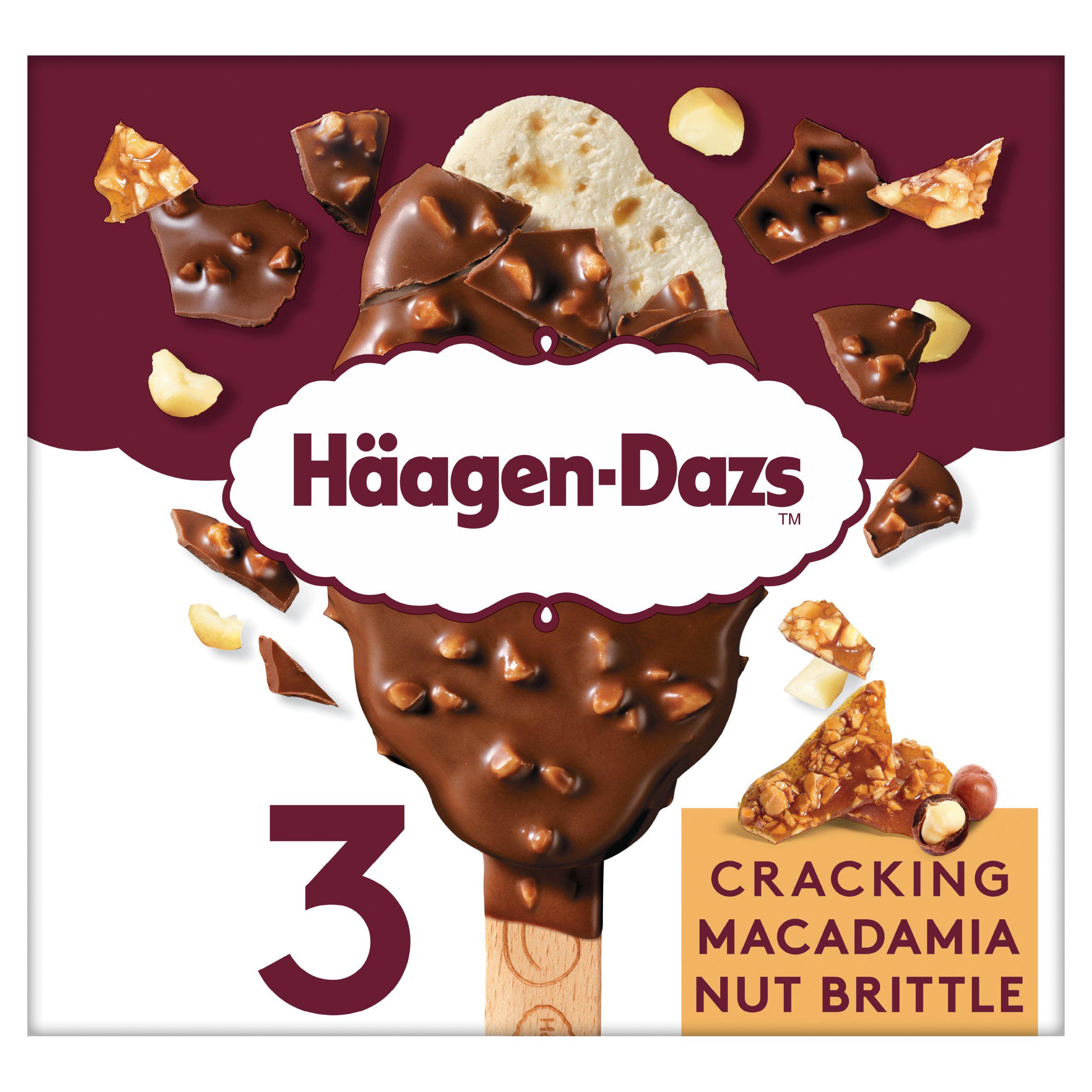 Haagen-Dazs Cracking Macadamia Nut Brittle Ice Cream Bars 3 x 80ml