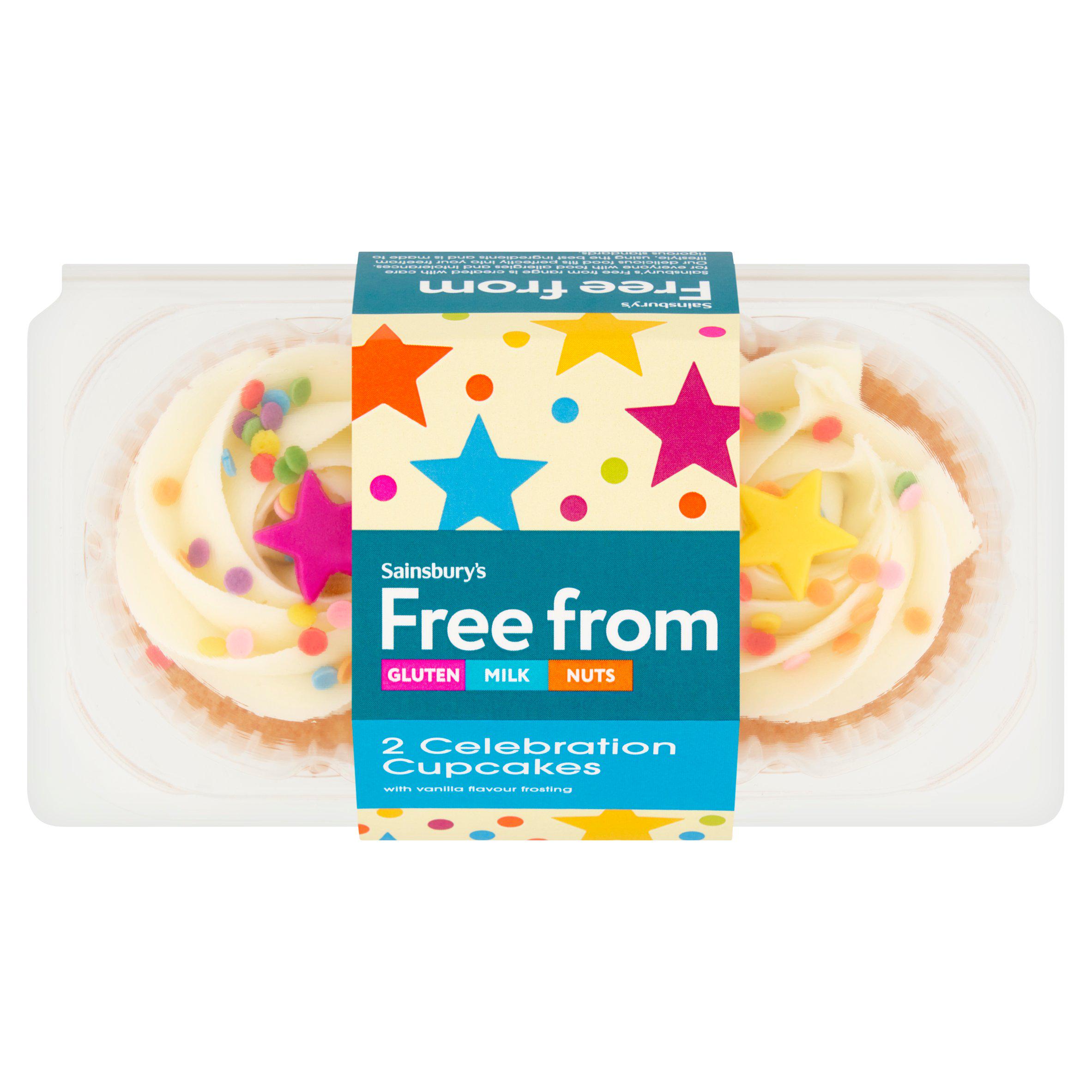 Sainsbury's Free From 2 Celebration Cupcakes with Vanilla Flavour Frosting