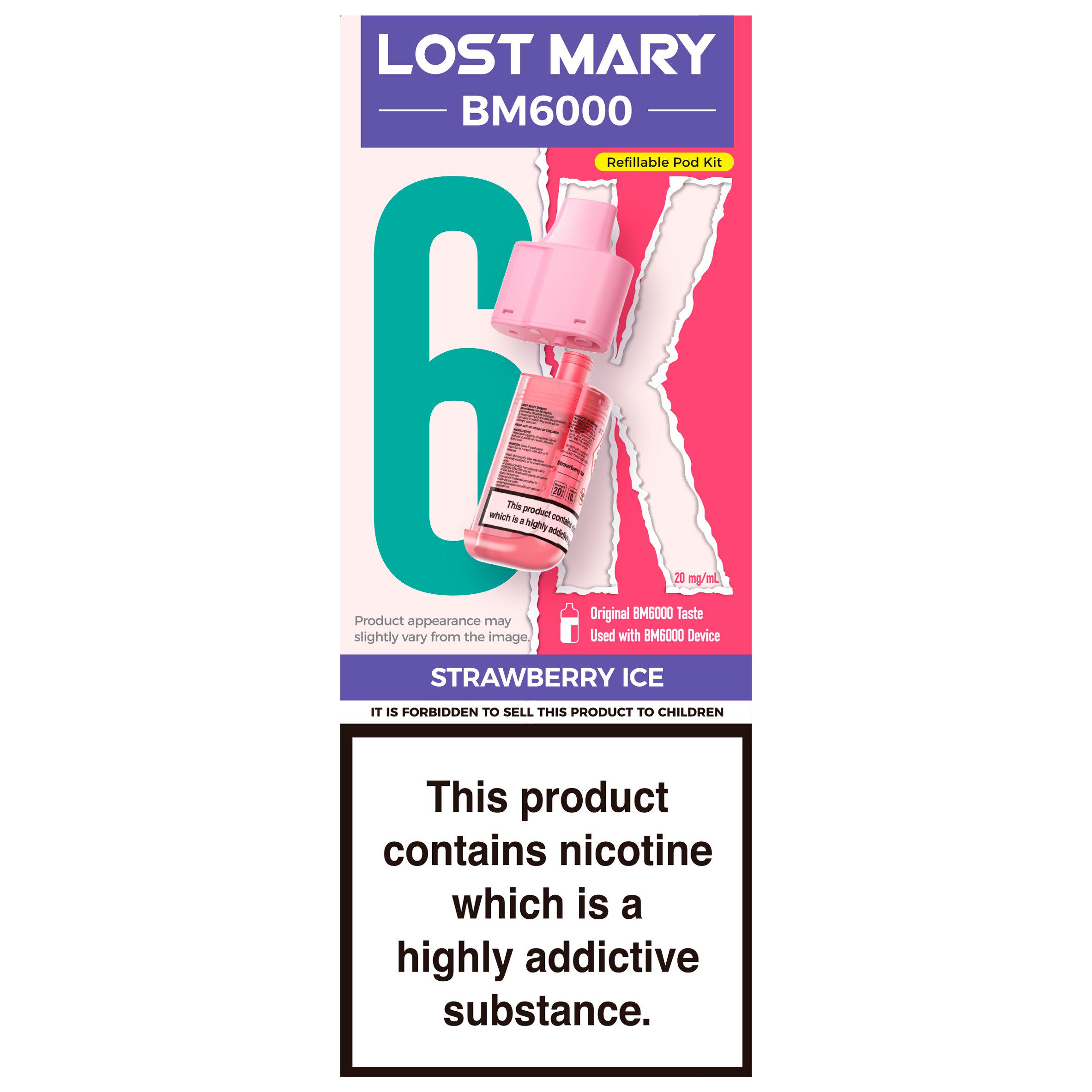 Lost Mary BM6000 Strawberry Ice Refillable Pod Kit 20mg/ml