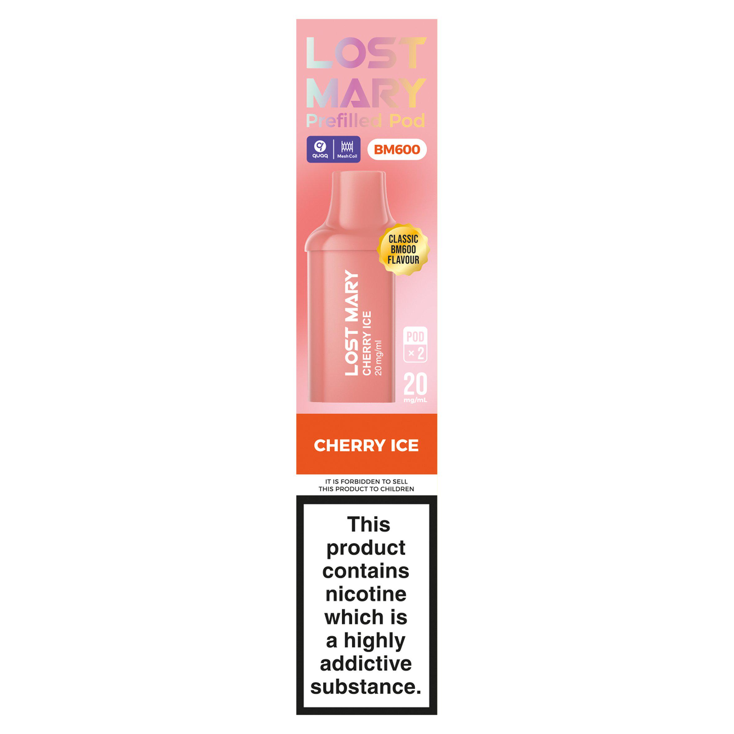 Lost Mary BM600 Cherry Ice Prefilled Pod x2 20mg/ml