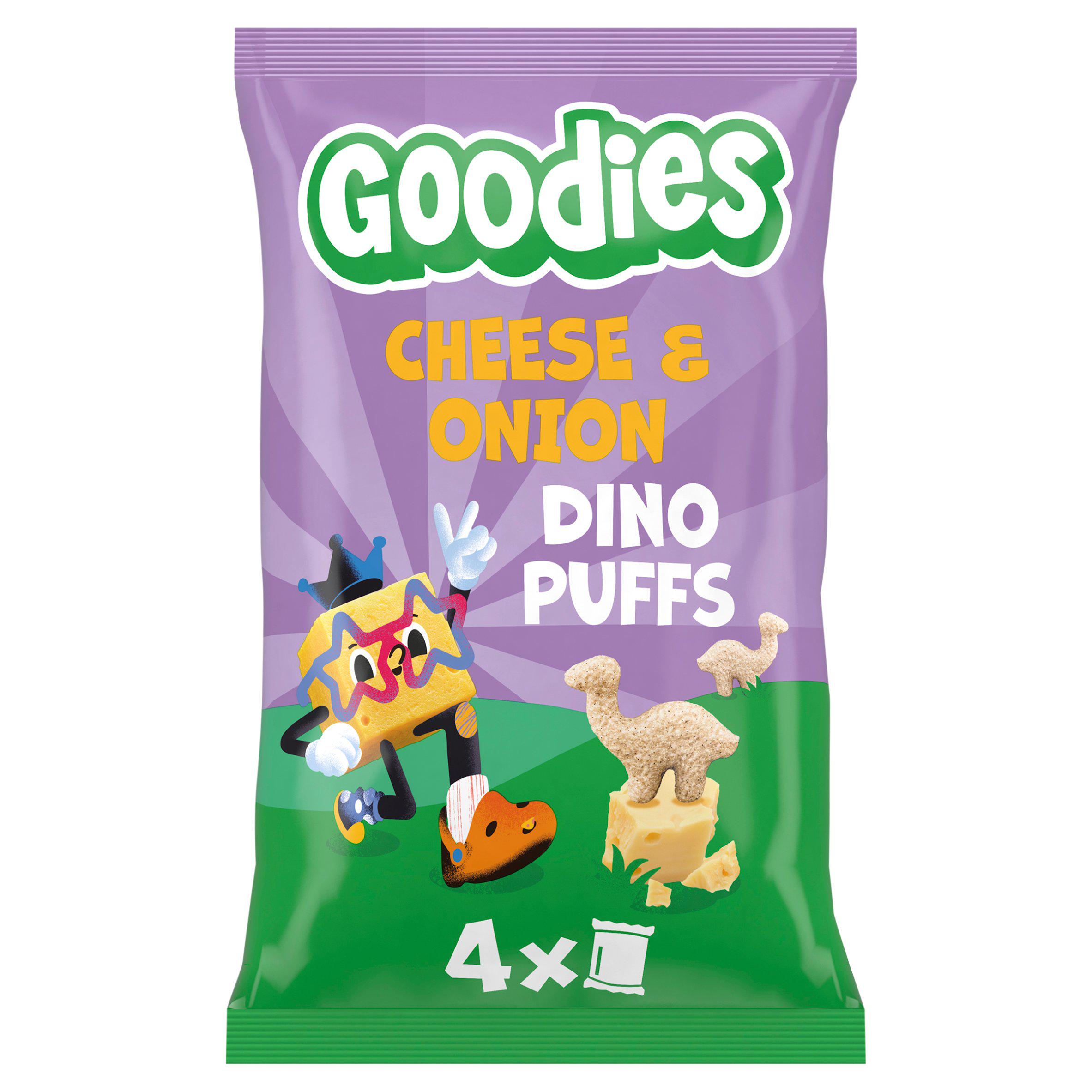 Goodies Kids Snack Dino Puffs Cheese & Onion 4x12g