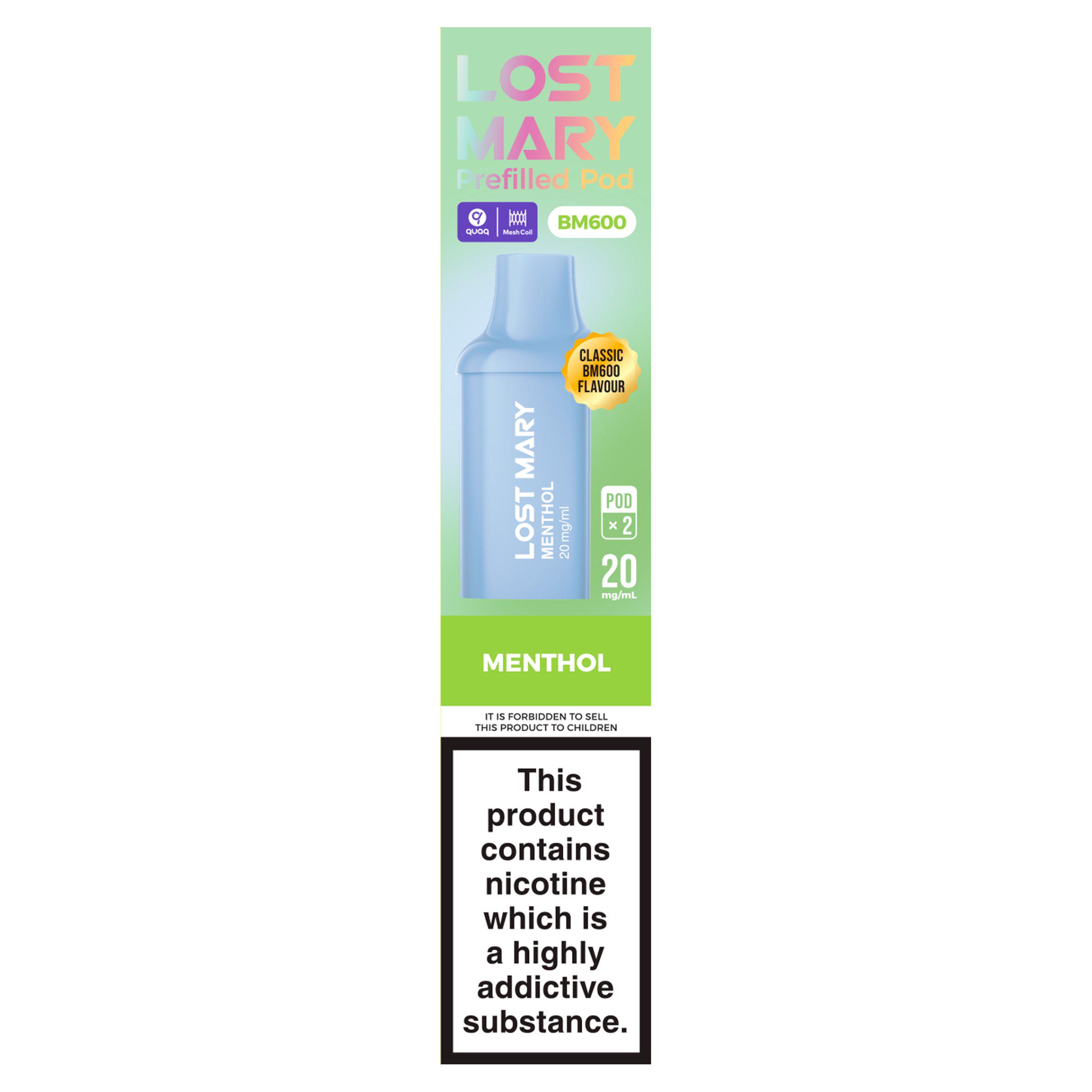 Lost Mary BM600 2 Menthol Prefilled Pod 20mg/ml