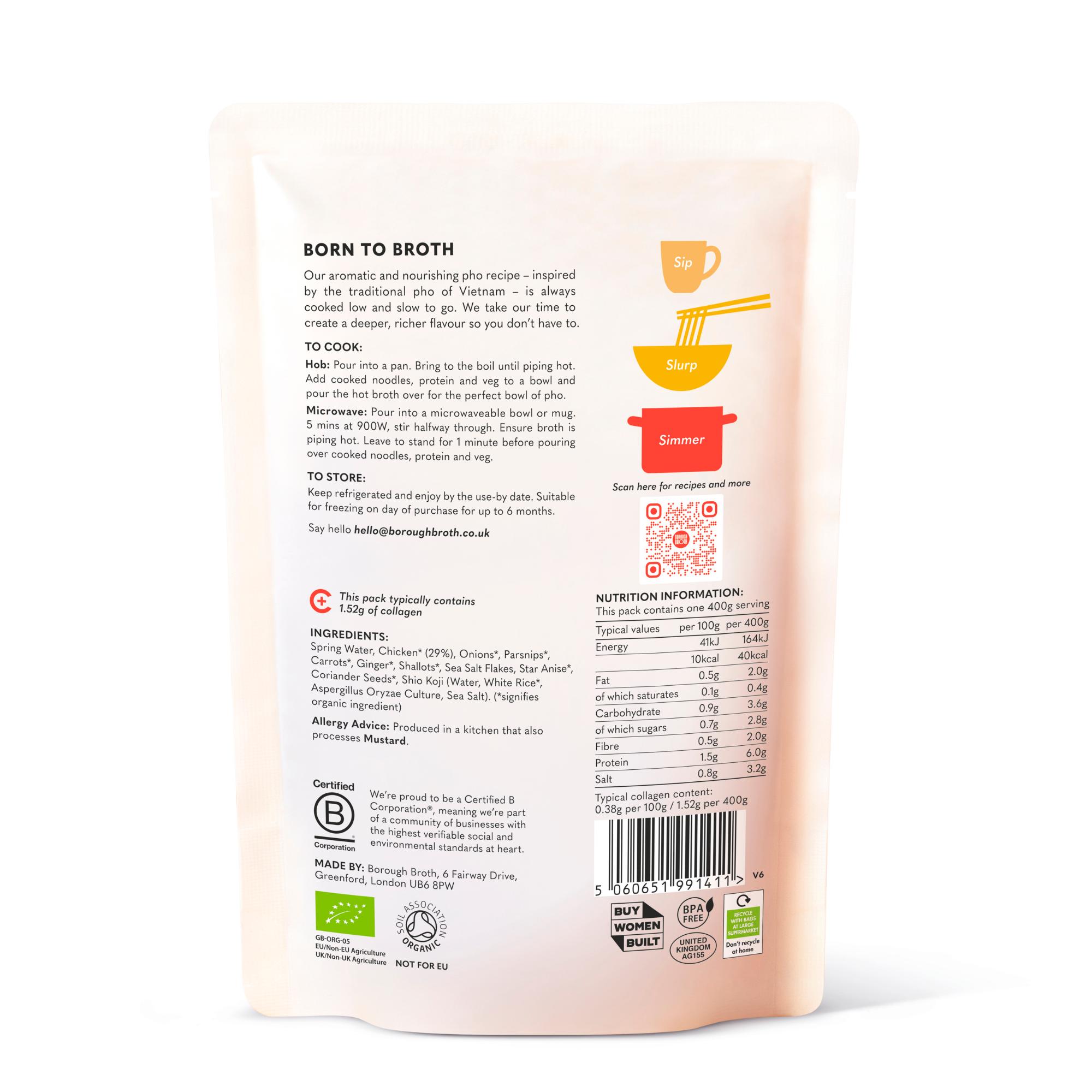 Borough Broth Chicken Pho Organic Bone Broth 400g thumbnail 4