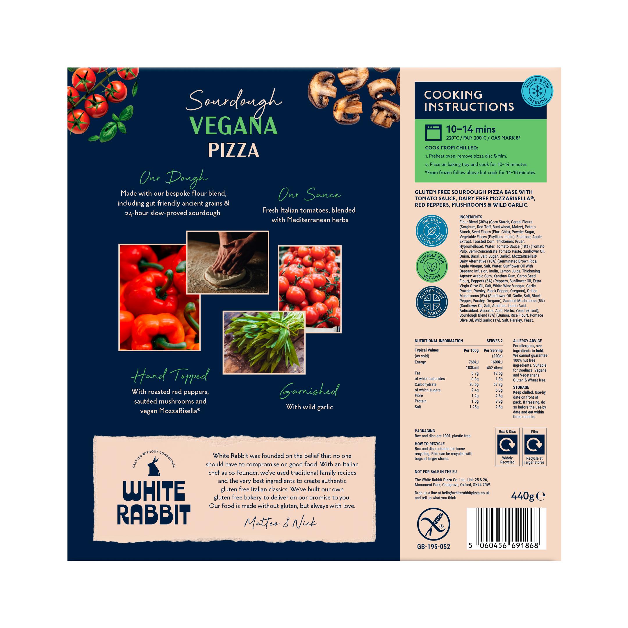 White Rabbit 440g Gluten Free Sourdough Vegan Pizza thumbnail 3