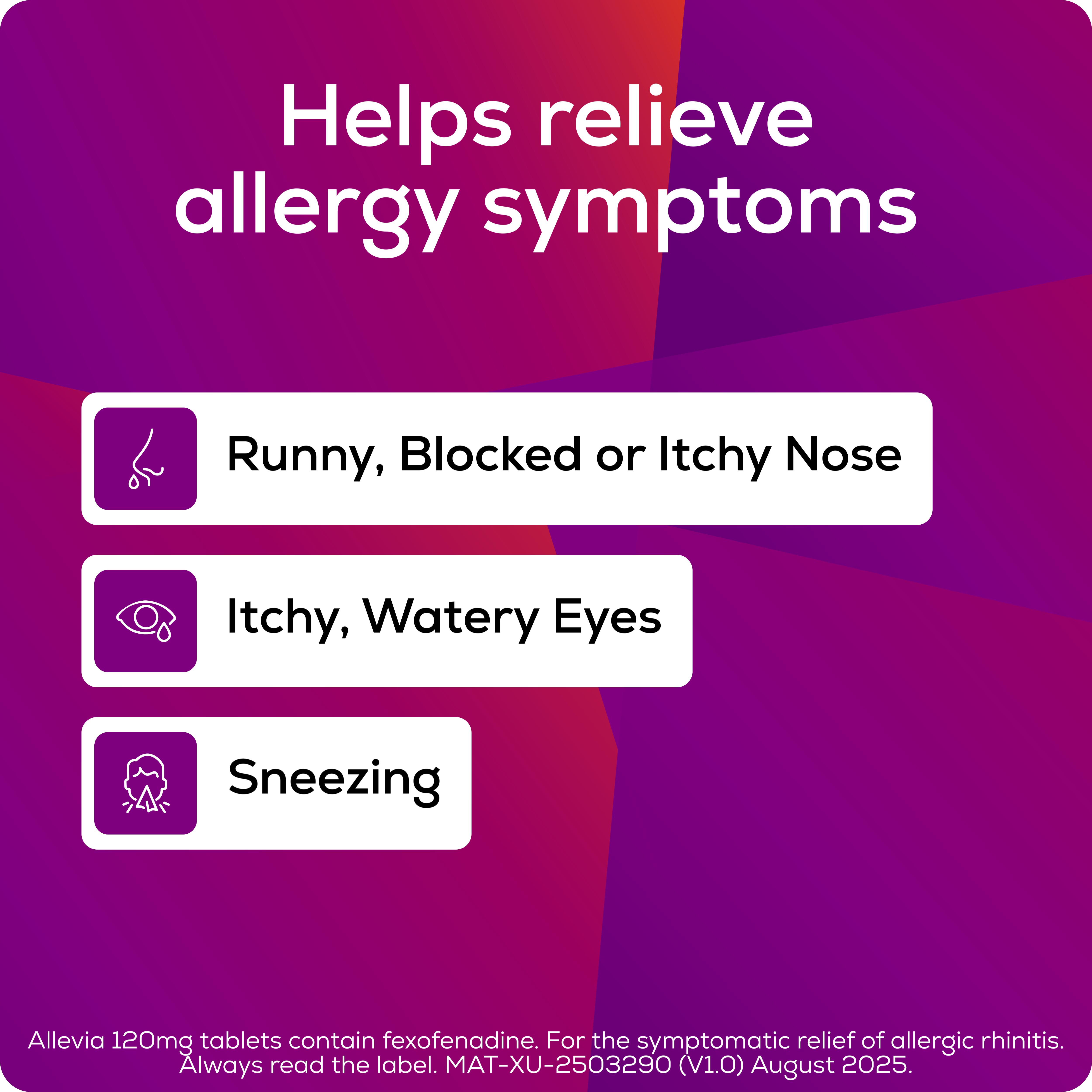 Allevia Hayfever & Allergy Relief Fexofenadine Tablets 120mg x7 thumbnail 3