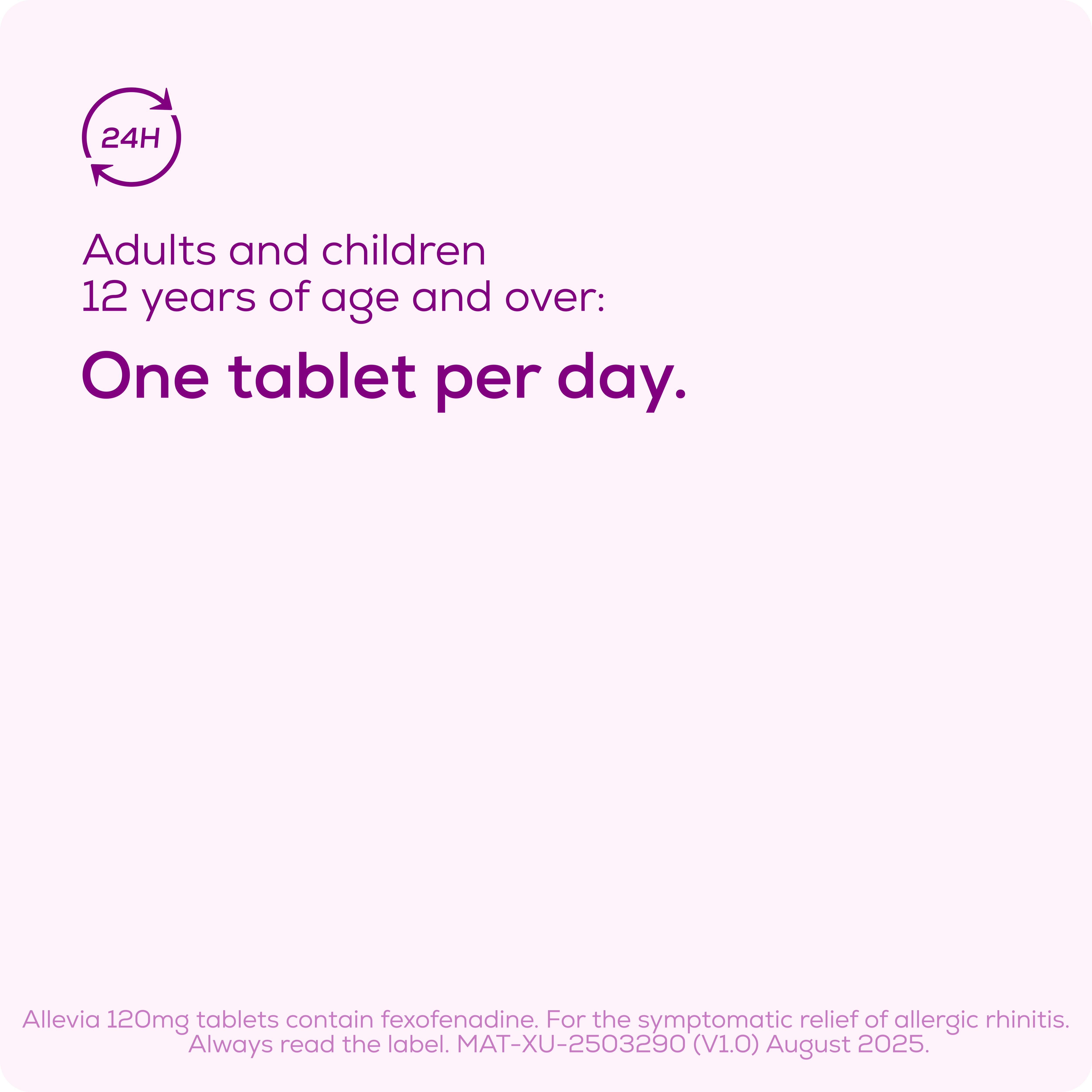 Allevia Hayfever & Allergy Relief Fexofenadine Tablets 120mg x7 thumbnail 6