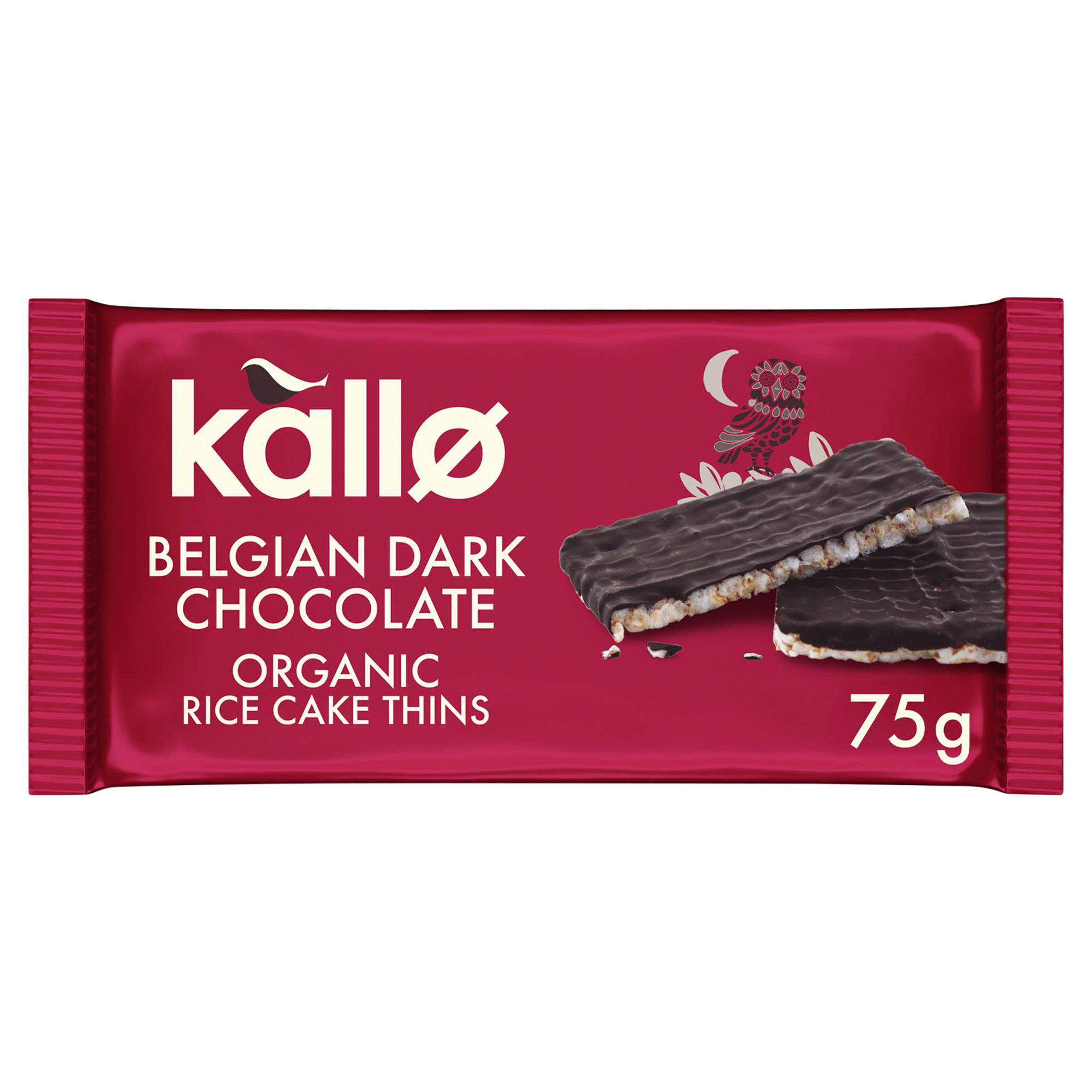 Kallo Belgian Dark Chocolate Organic Rice Cake Thins 75g