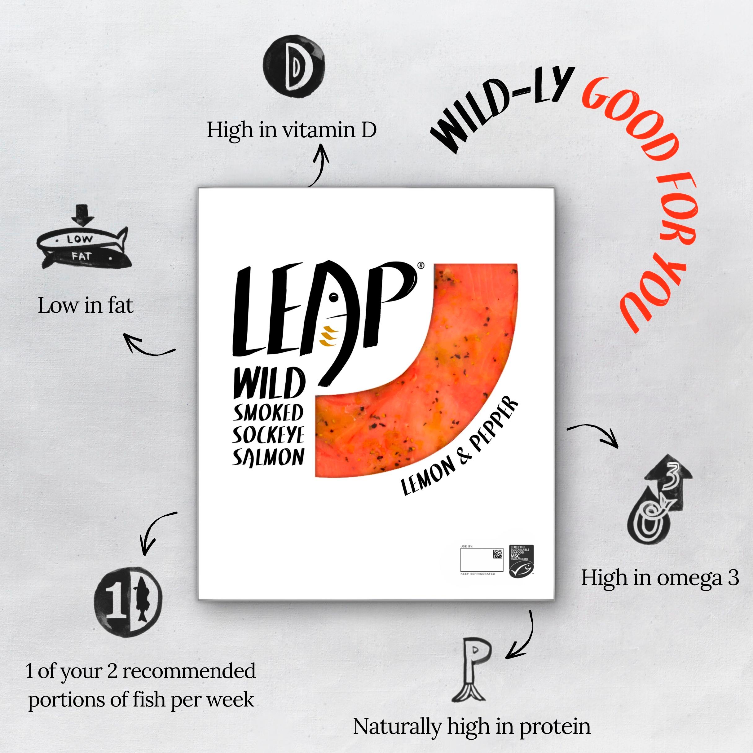 LEAP Wild Sockeye Smoked Salmon Lemon & Pepper 100g thumbnail 2