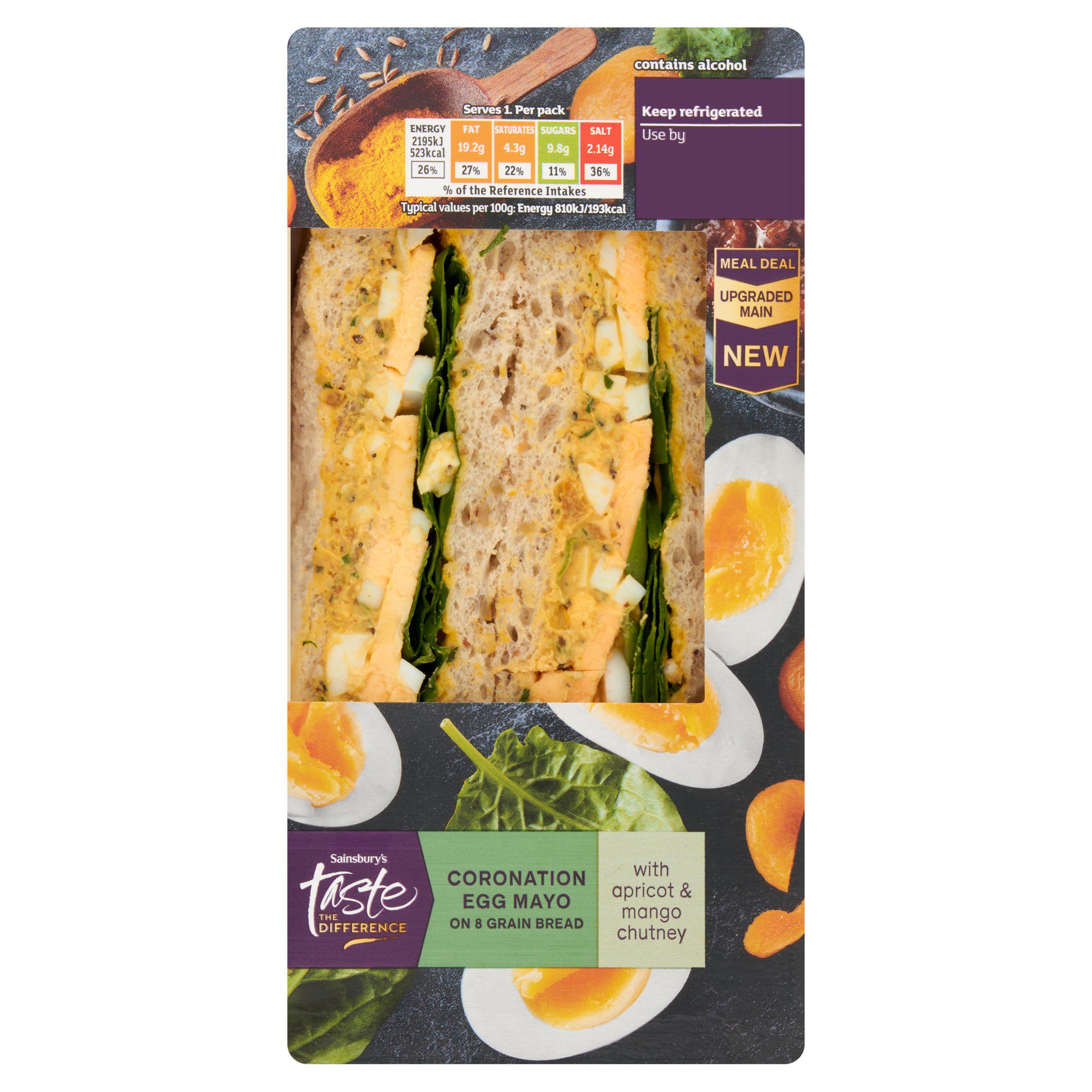Sainsbury's Coronation Egg Mayo on 8 Grain Bread Sandwich, Taste the Difference